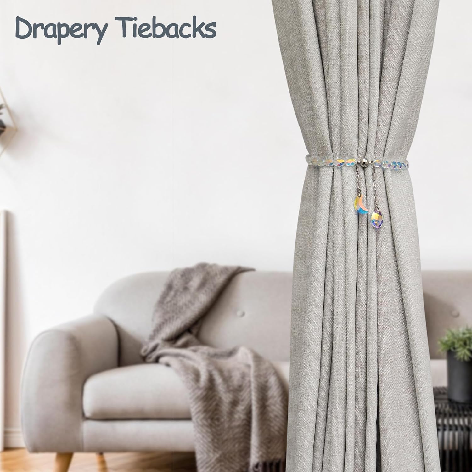 PEDOBO Magnetic Curtain Tiebacks 2 Pack Crystal AB
