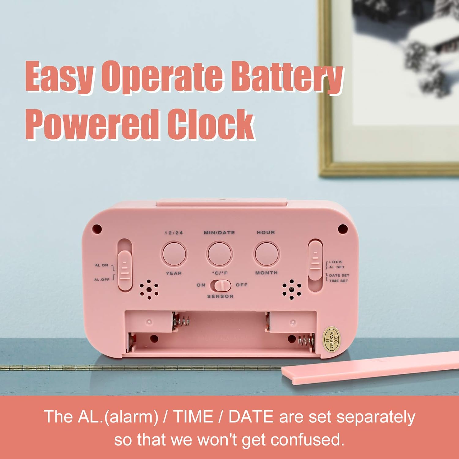 Miowachi Pink Digital Alarm Clock with Night Light and Snooze