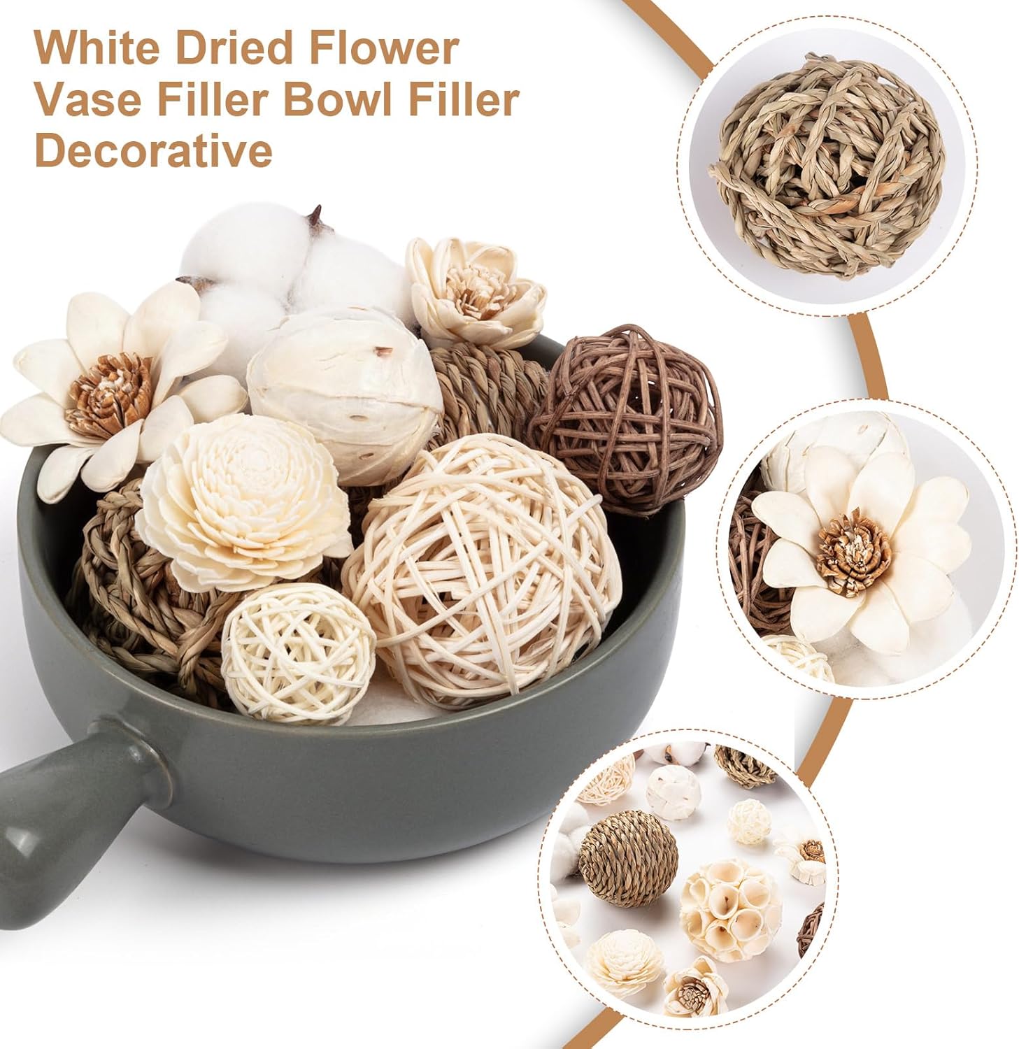 23Pcs Woven Rattan Decorative Balls for Vase Fillers