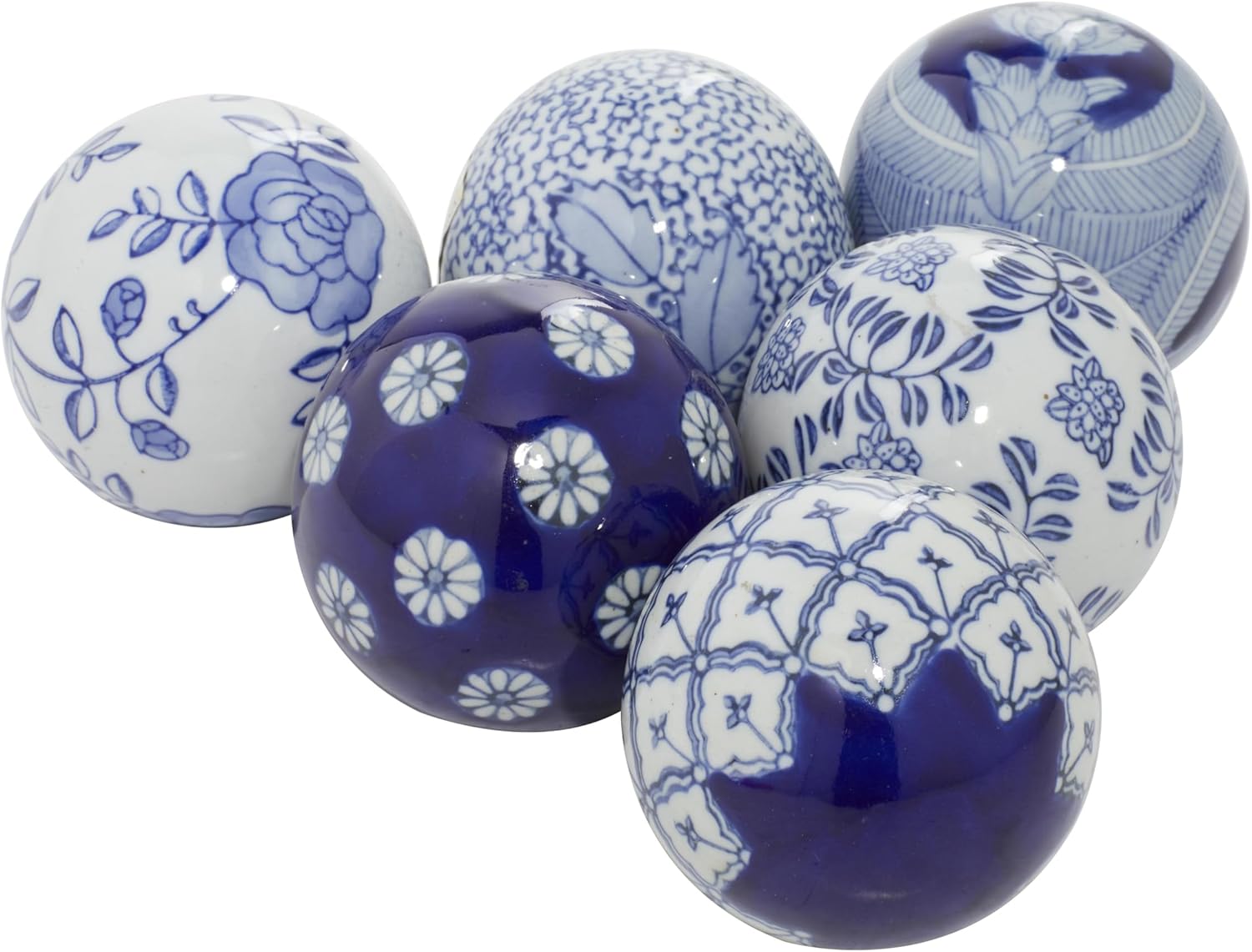 Deco 79 Blue Ceramic Orbs Vase Filler Set of 6 3 Inch