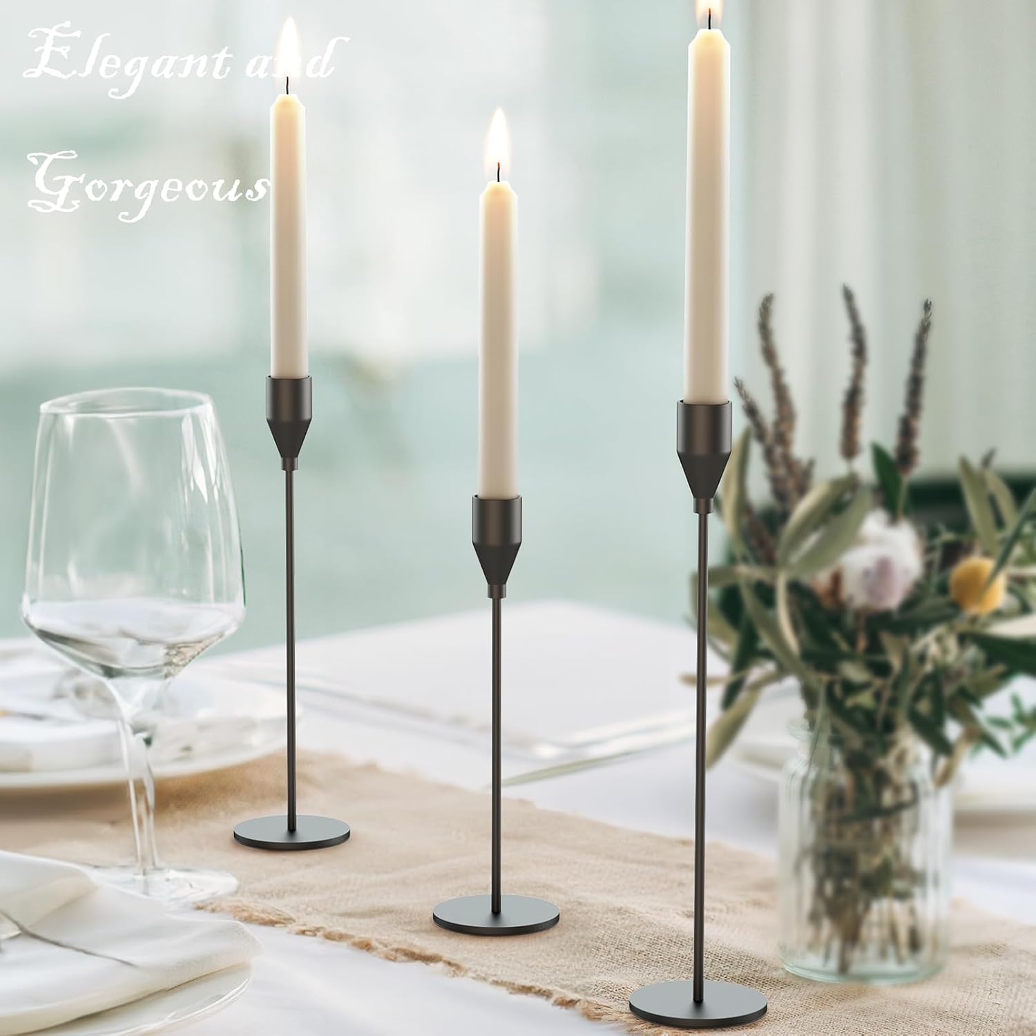 Matte Black Candlestick Holders Set of 6