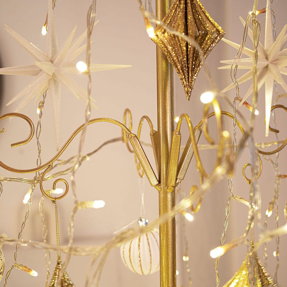 Barton 64ft Wrought Iron Christmas Hooks Display Stand - Gold