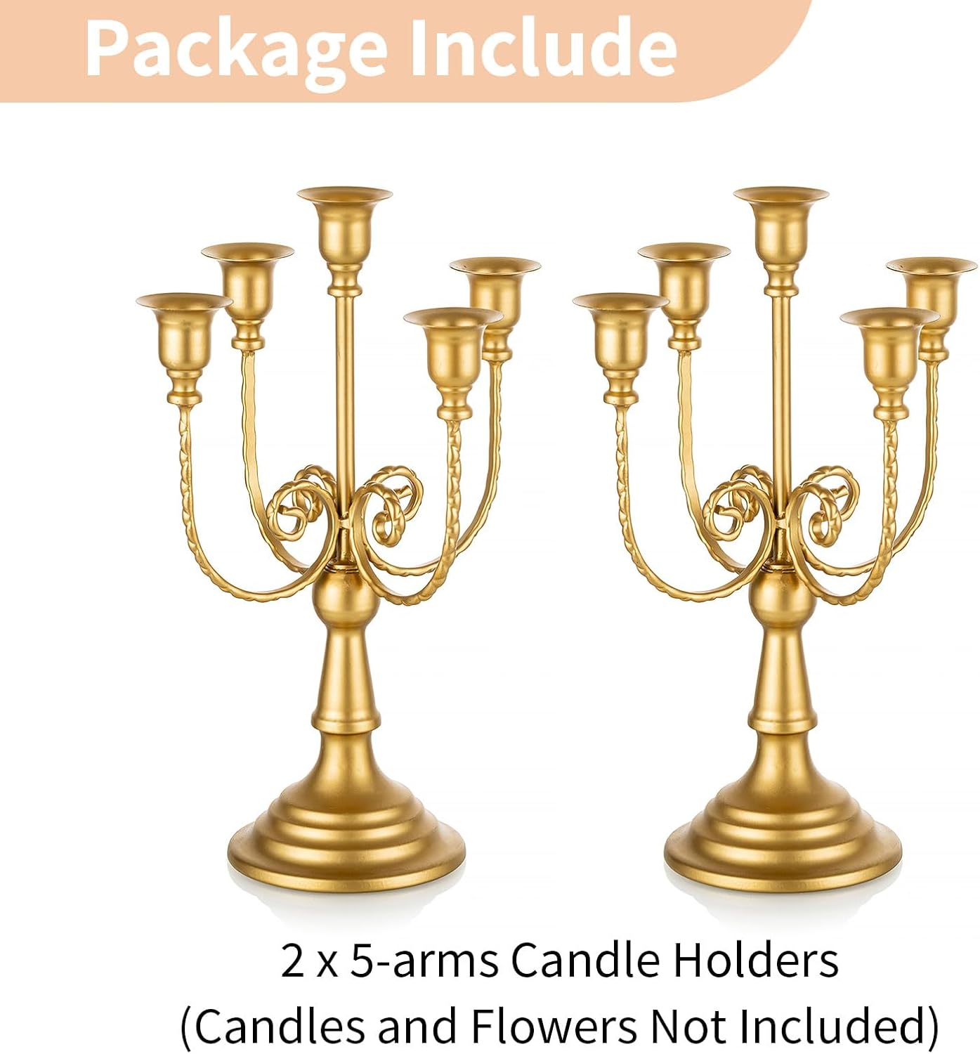 NUPTIO Gold Candelabras Candle Holder Set of 2