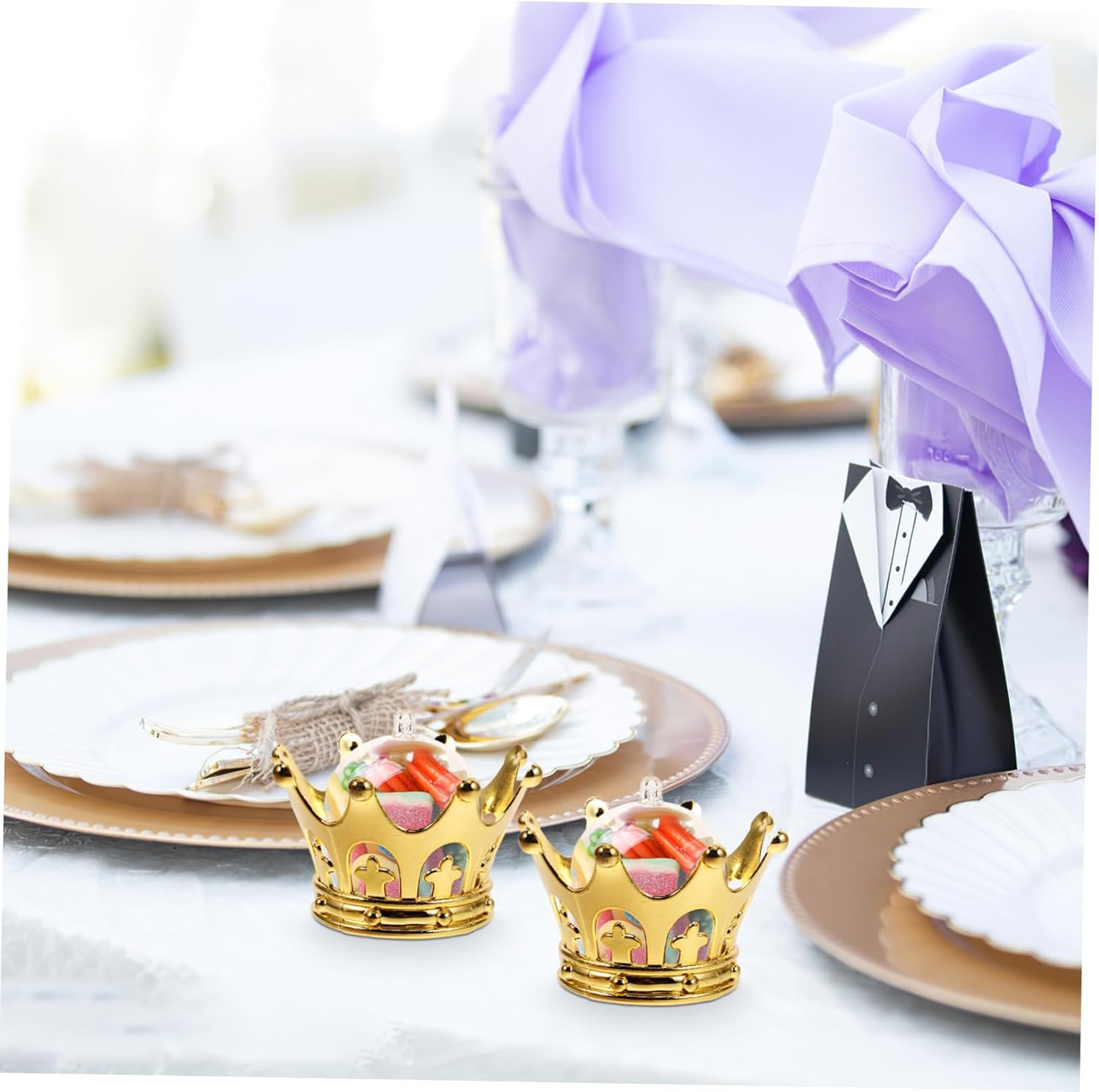 12pcs Party Decorations Candy Boxes Wedding Crown Centerpieces