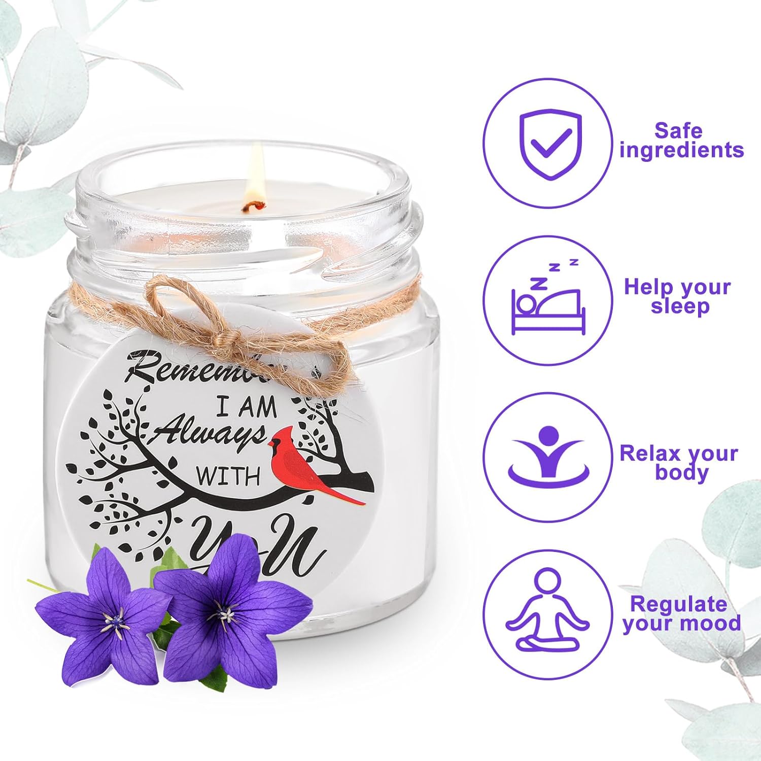 Tondiamo 20 Pcs Red Cardinal Memorial Candle Favors