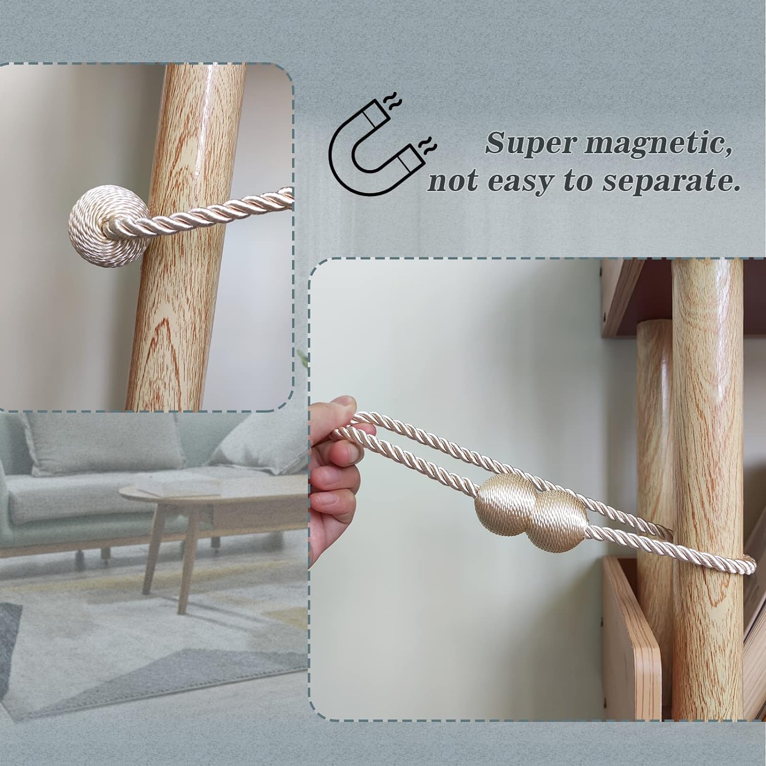 Hion Magnetic Curtain Holdbacks Beige 2pcs