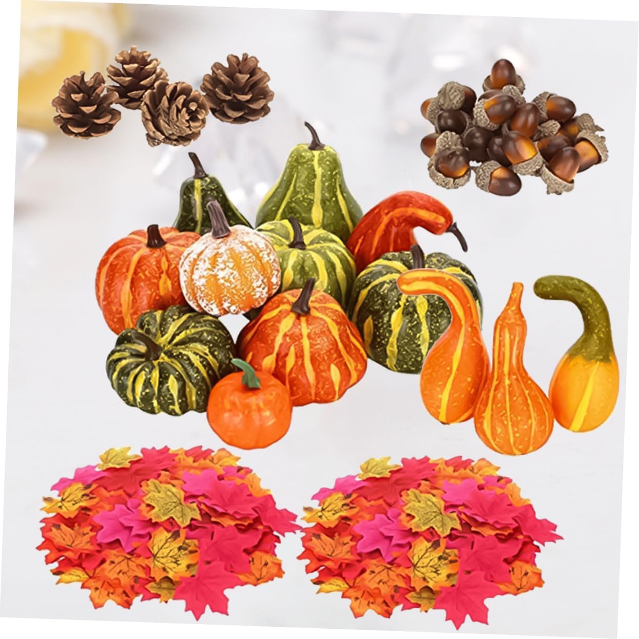 141pcs Artificial Pumpkin and Acorn Decorations for Halloween