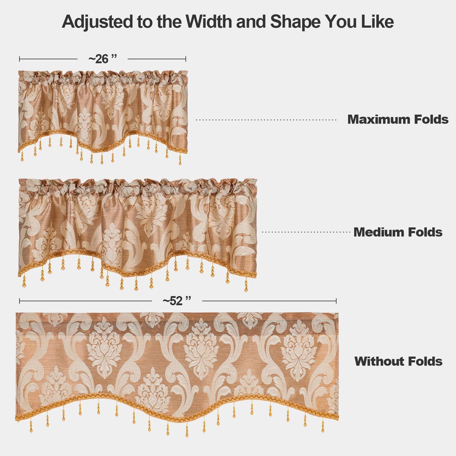 NAPEARL Scalloped Valance Curtains for Living Room and Kitchen Windows