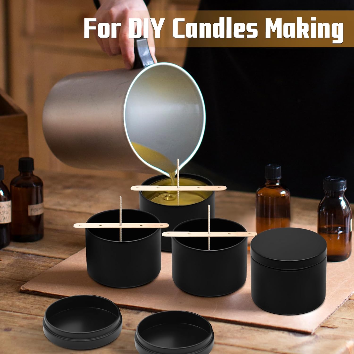Premium Matte Black Candle Tins 12oz 12-Pack