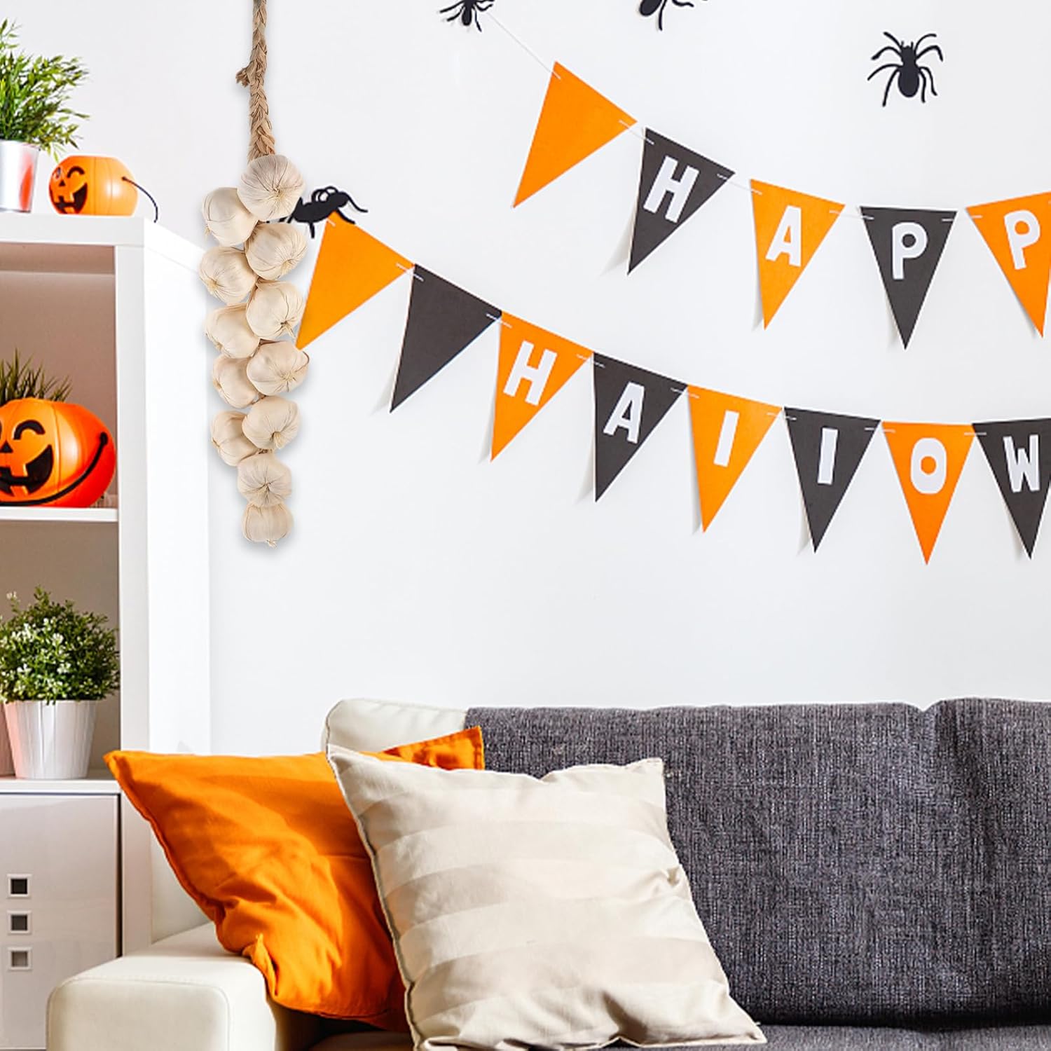 Cabilock Simulation Garlic Halloween Artificial Hanging Vegetable Prop String