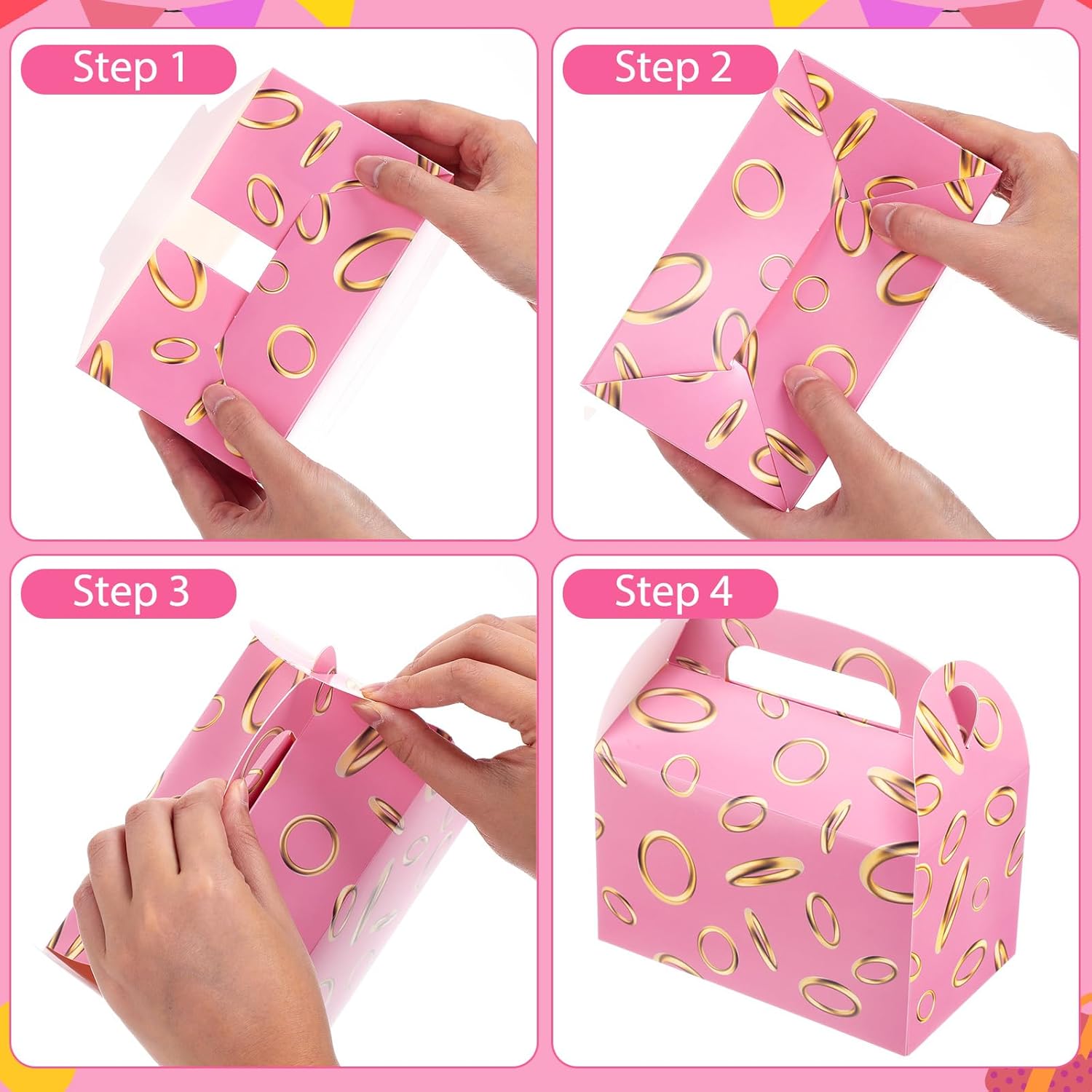Marspark 24 Pack Pink Gold Ring Party Favor Boxes