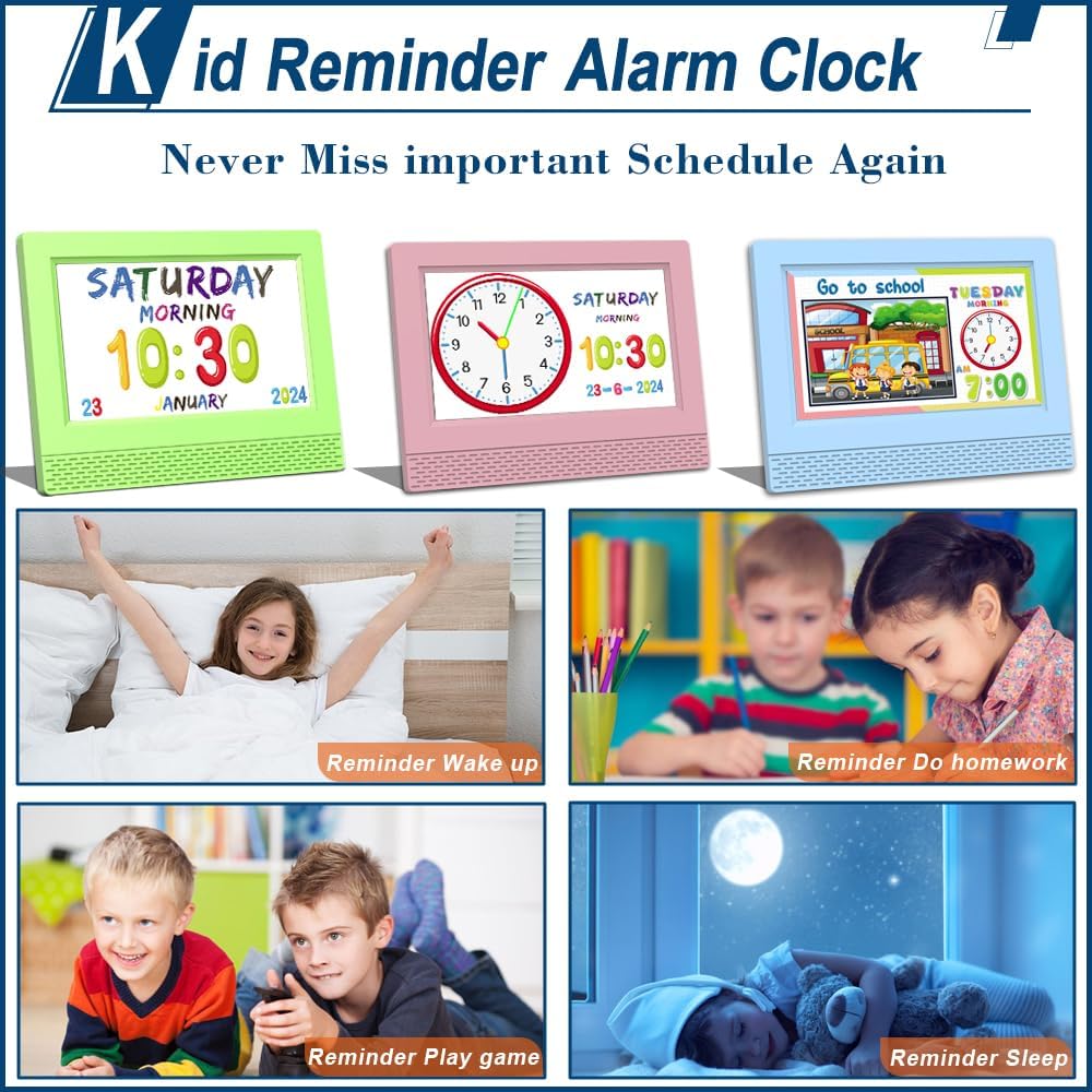 Ykall Kids Digital Alarm Clock with 7 Display and 17 Alarm Settings