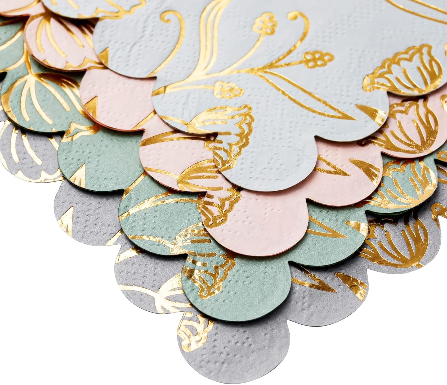 Cocktail Napkins Gold Foil Scalloped Edge 100 Pack