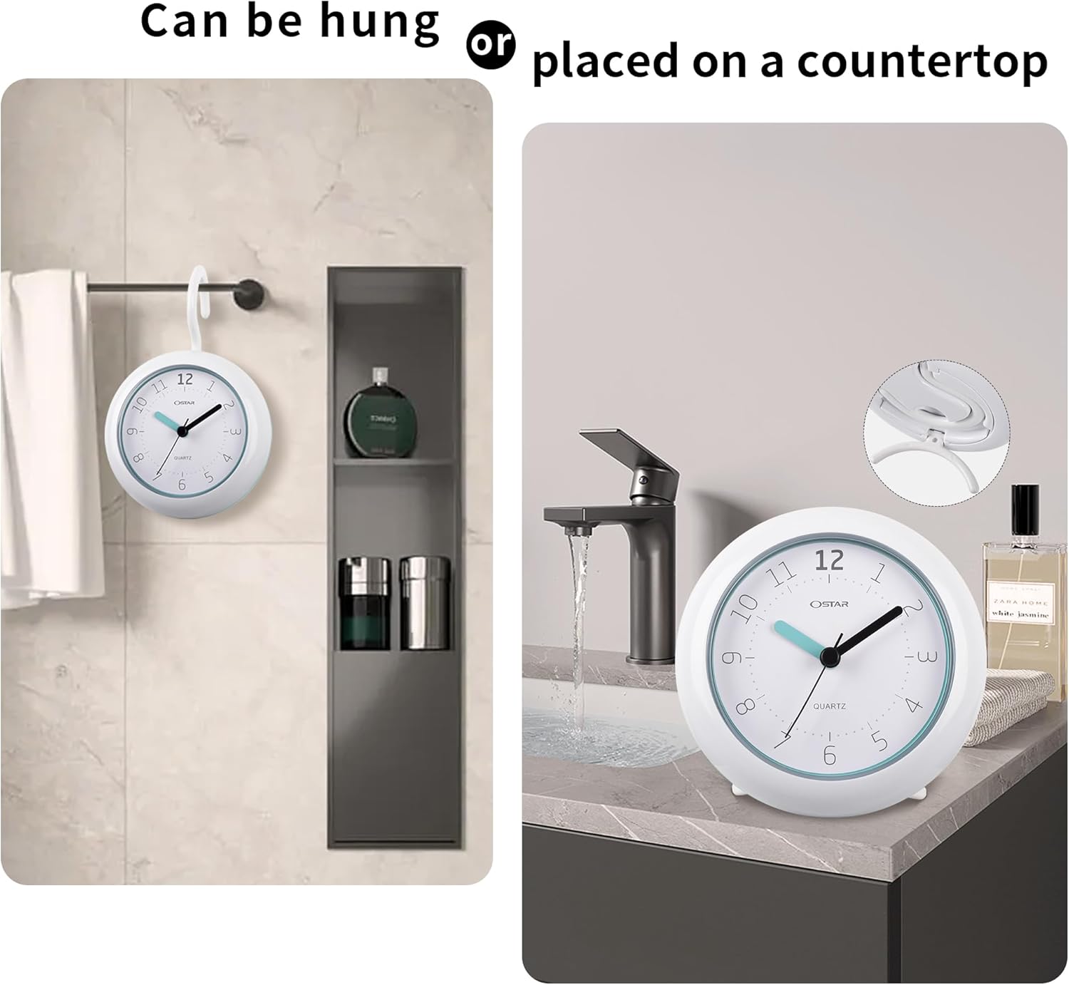 OSTAR Telling Time Teaching Wall Clock Waterproof Bathroom Shower Clock 1