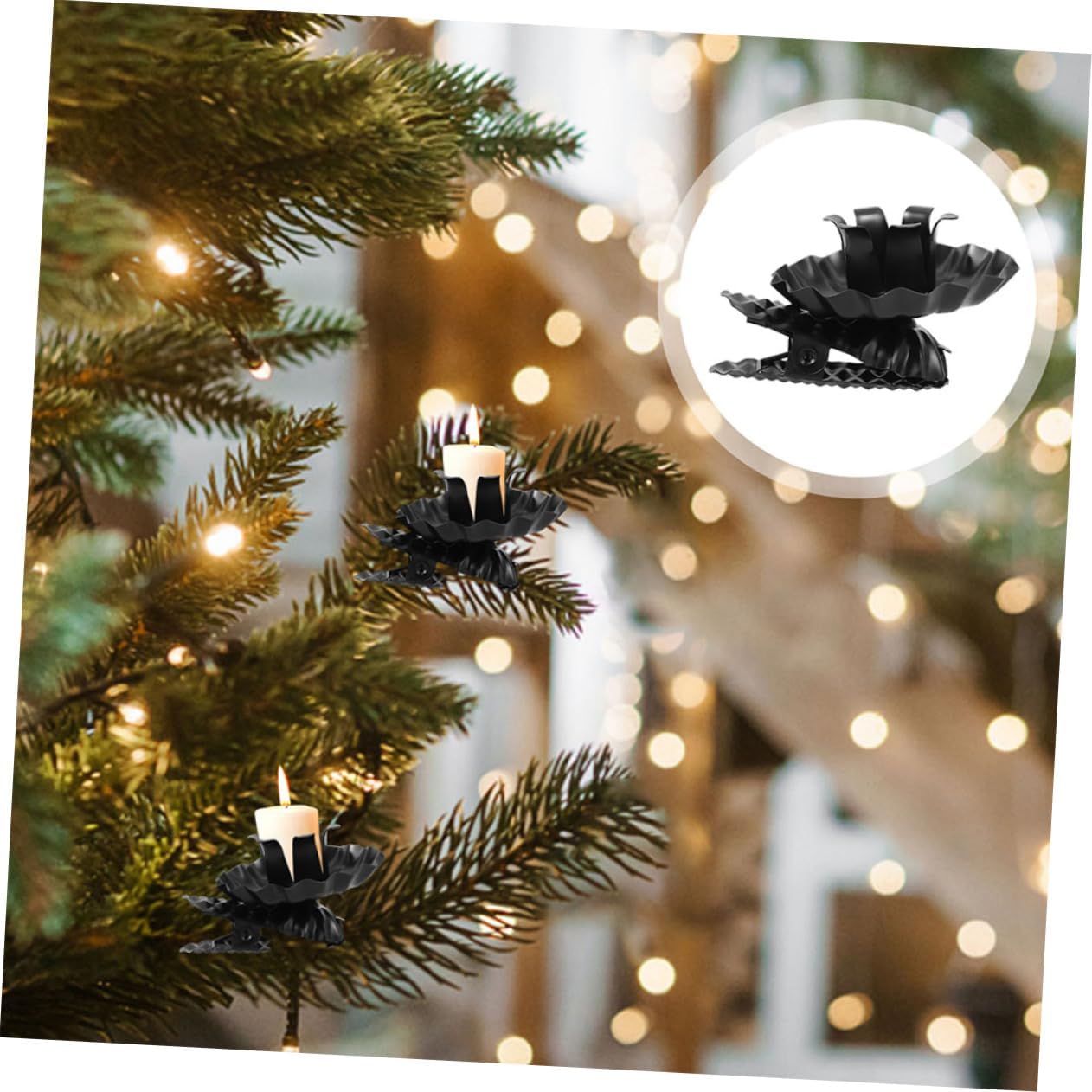Cabilock 5 Sets Metal Christmas Tree Candle Holder Clip