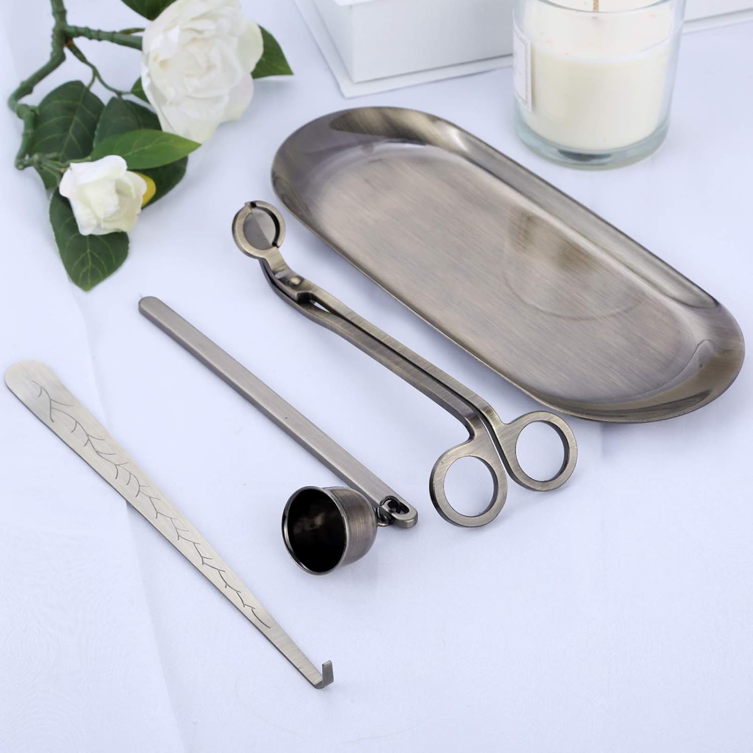 MUXSAM 4 in 1 Candle Care Set with Wick Trimmer and Snuffer