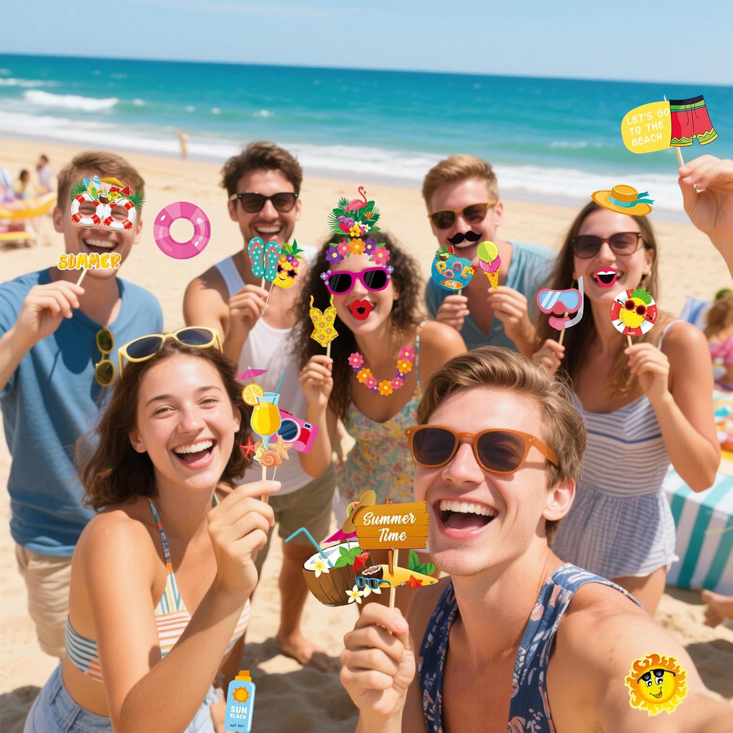 JOJO FLY 25 Pcs Summer Pool Beach Photo Booth Props