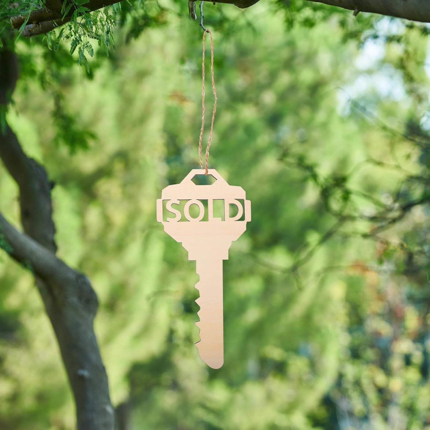 Real Estate Key Shaped Sold Sign Wooden Christmas Prop