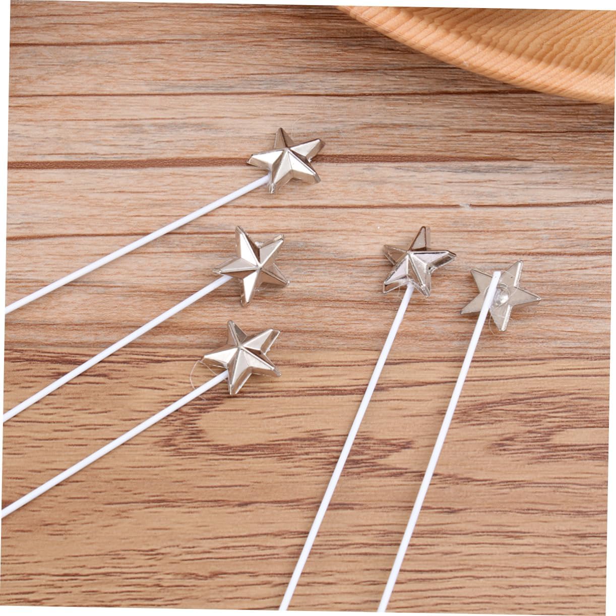50pcs Silver Five-Pointed Star Cake Toppers for Birthday Parties
