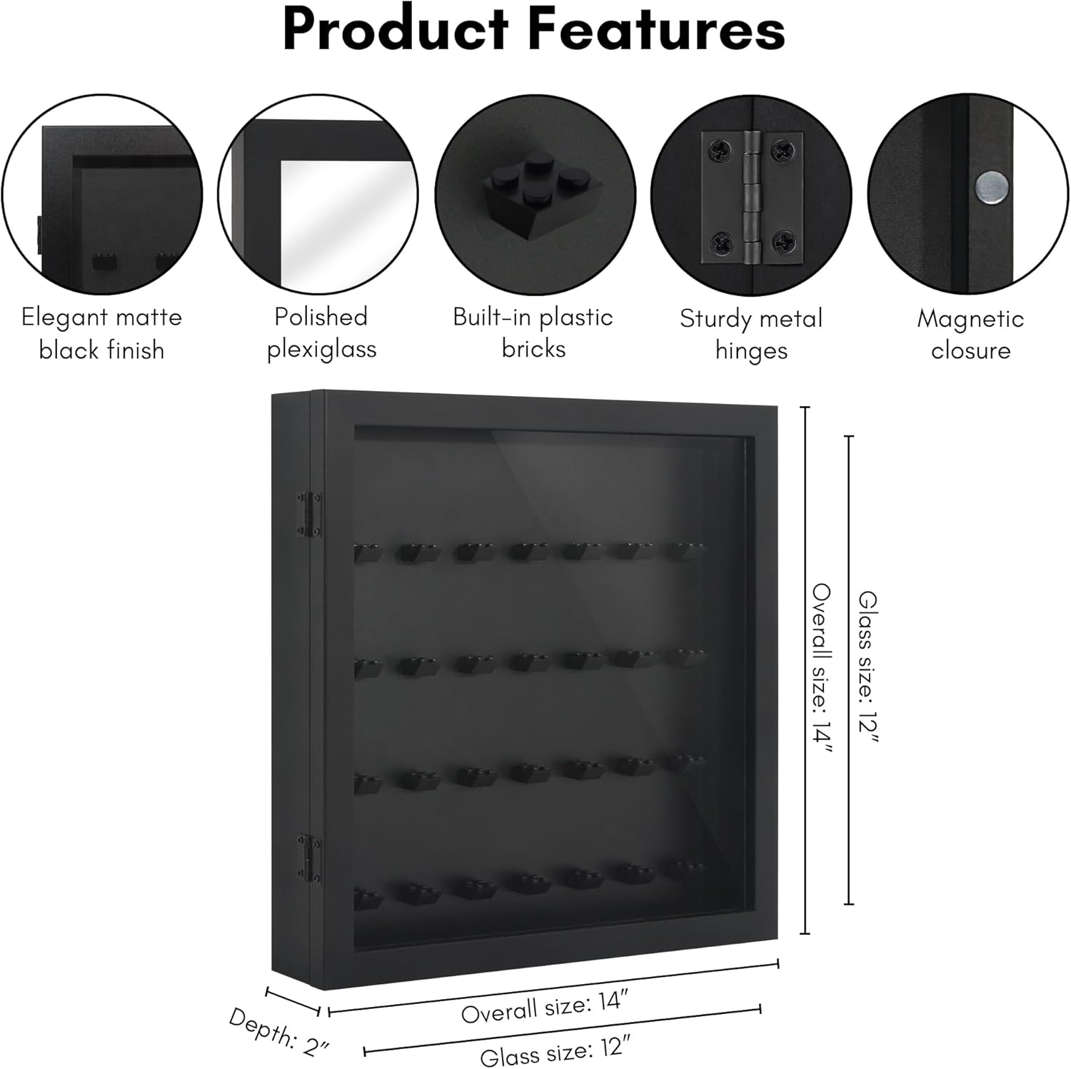 Americanflat 14x14 Minifigure Display Case - Black