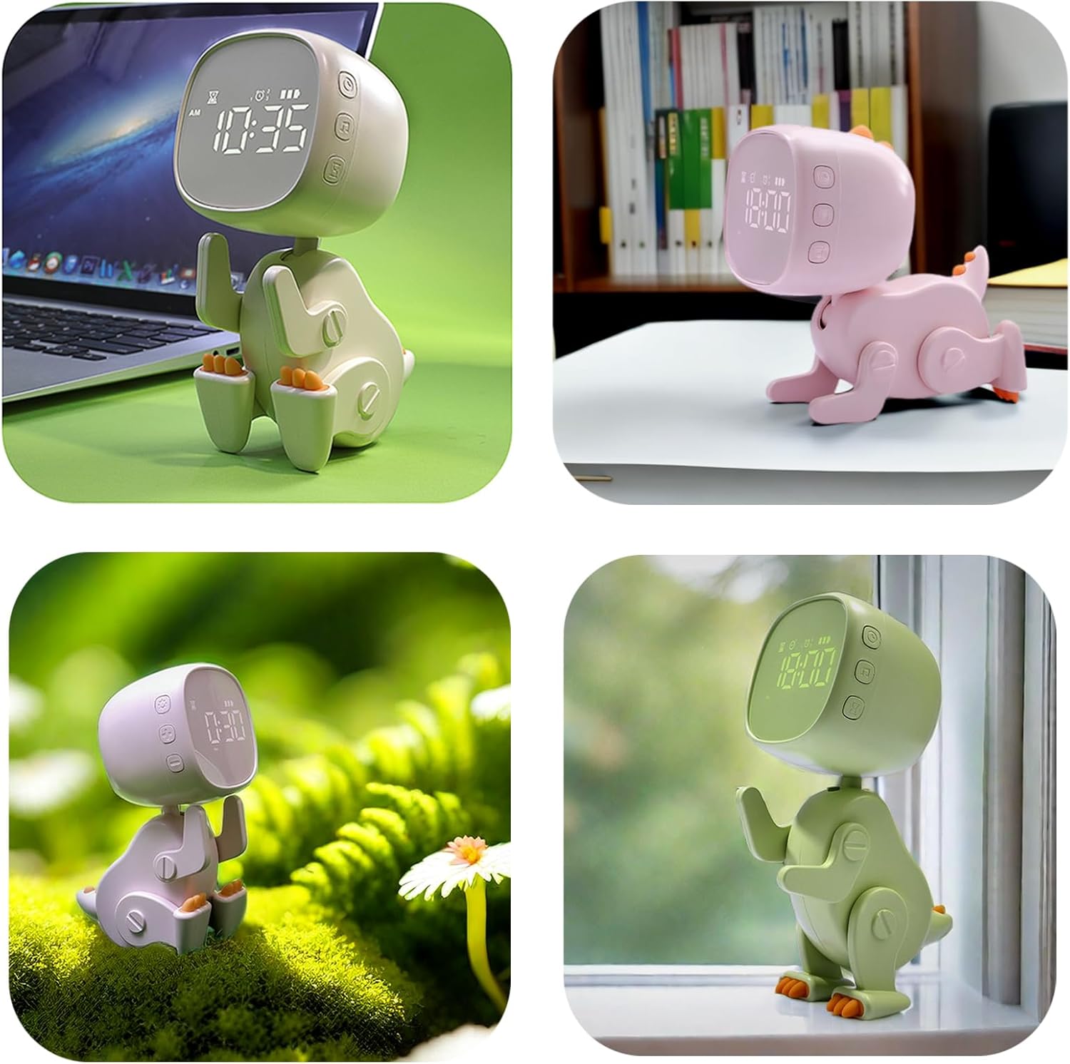 Dynamic Dinosaur Alarm Clock for Kids Green