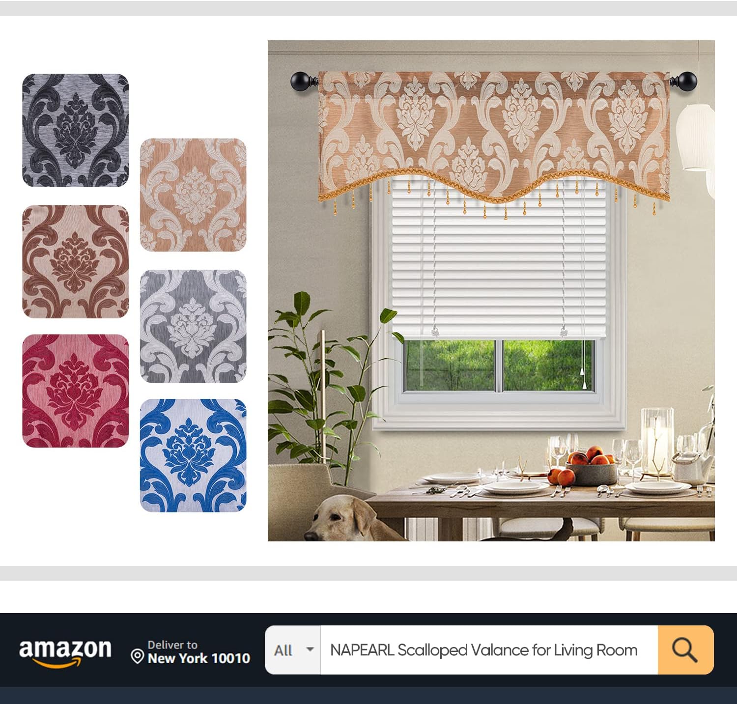 NAPEARL Beige Waterfall Valance for Living Room