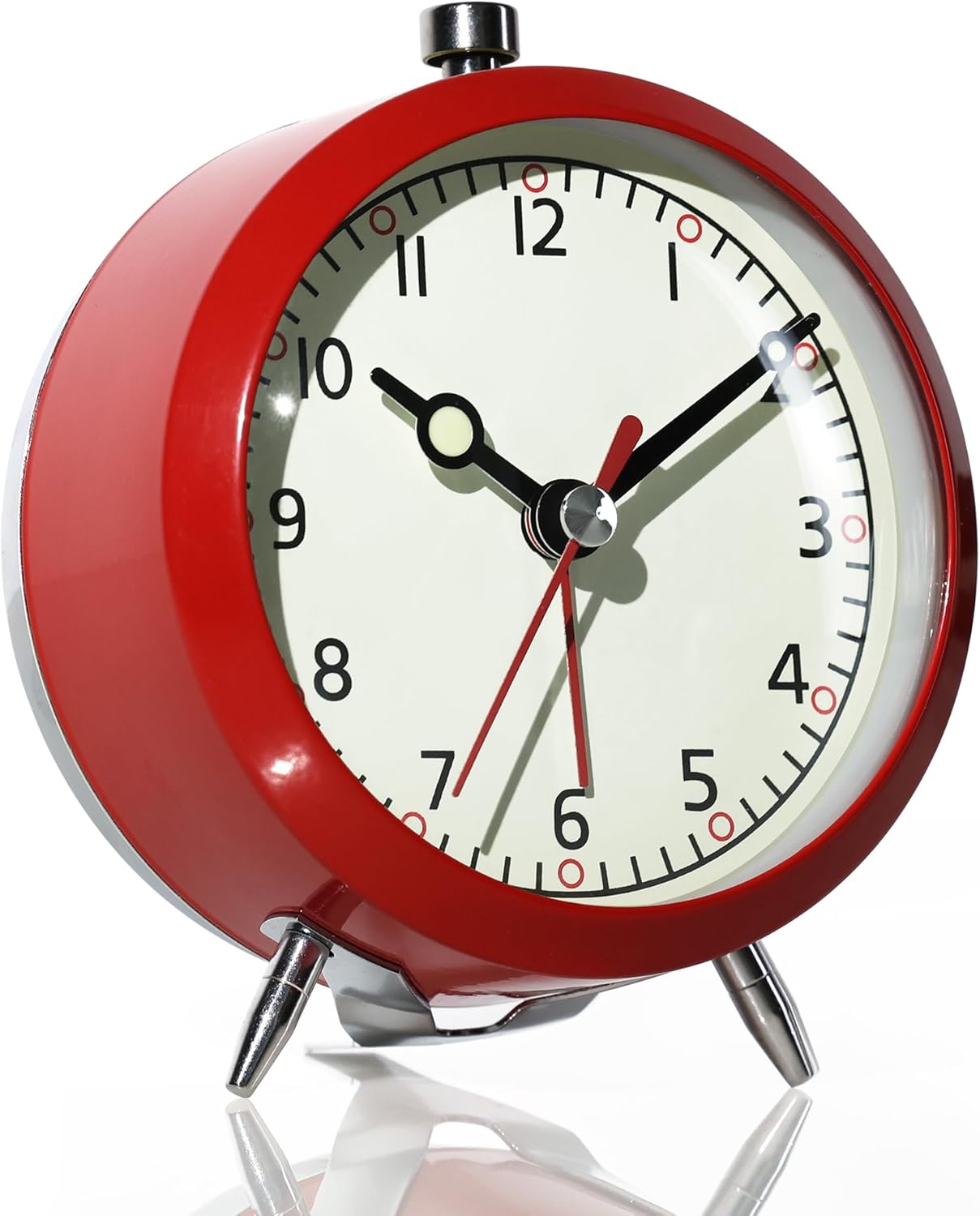 AYRELY 4 Inch Loud Analog Alarm Clock with Classic Red Design
