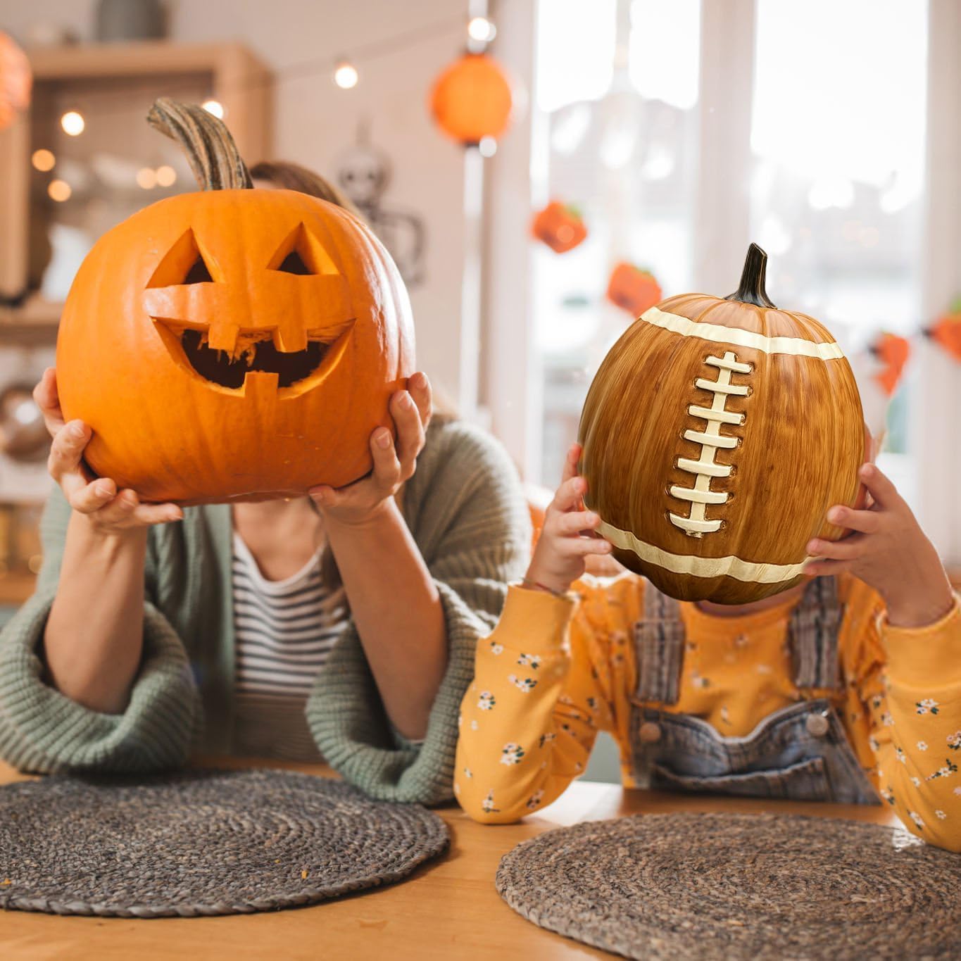 Football Pumpkin Resin Decoration Halloween Fall Decor
