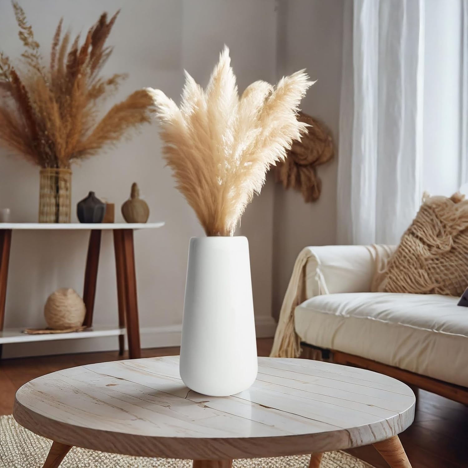 Farmlyn Creek Ivory Pampas Grass Vase Set