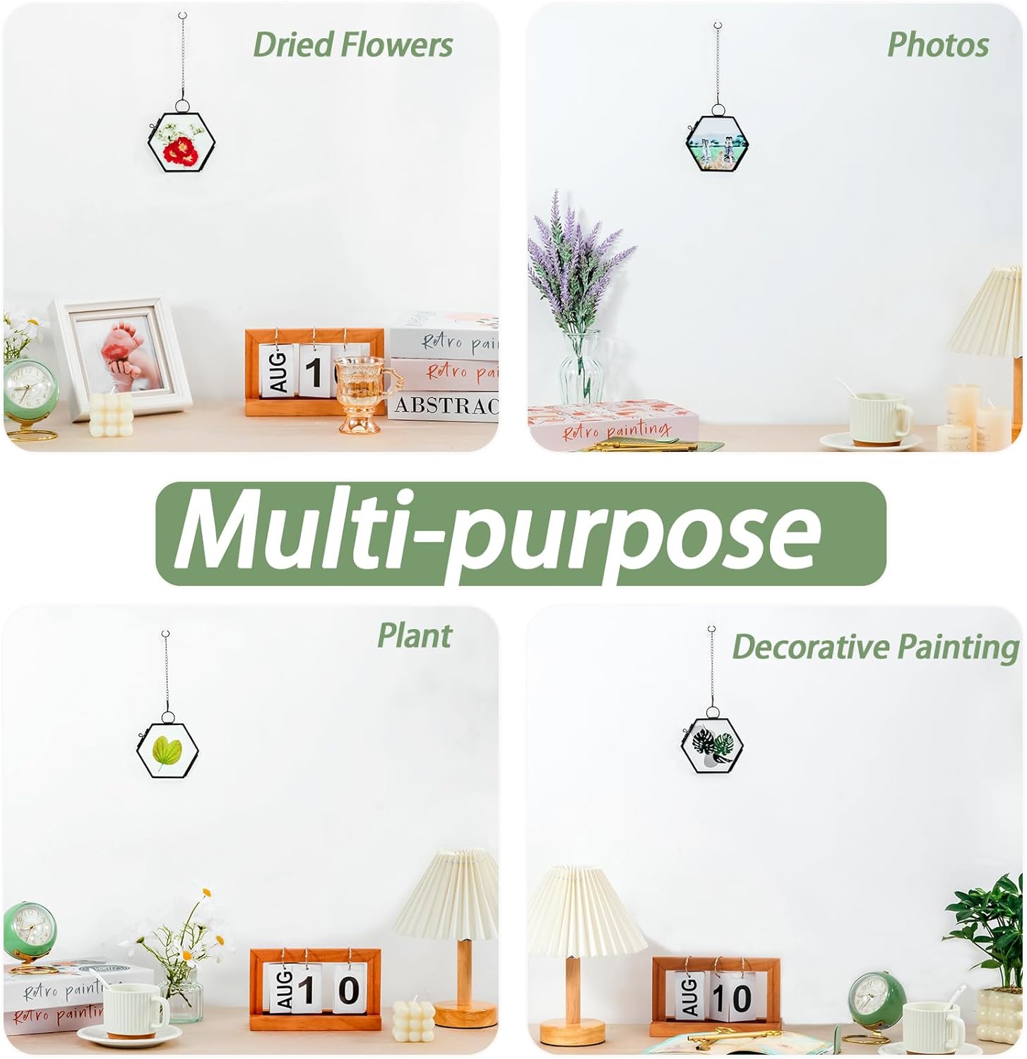 Mini Glass Floating Frame for Dried Flowers Wall Hanging