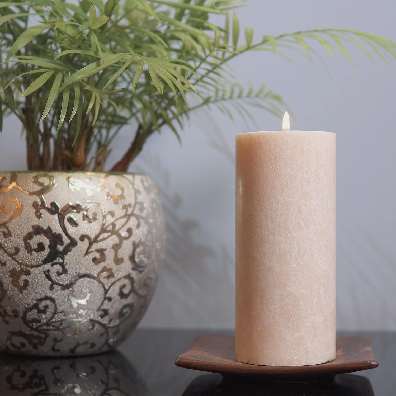 GreenSpark Natural Unscented Pillar Candles Set of 4 Marble White