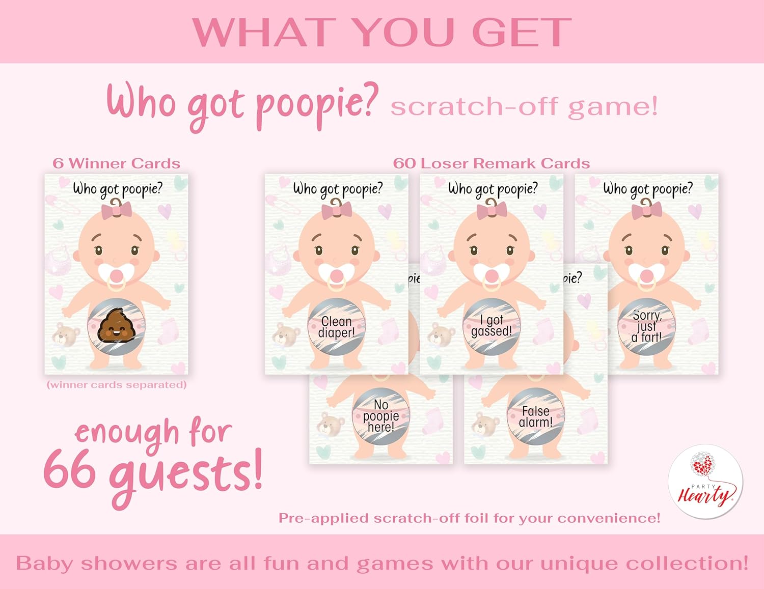 Party Hearty Baby Shower Games 66 Poopie Scratch Off Tickets