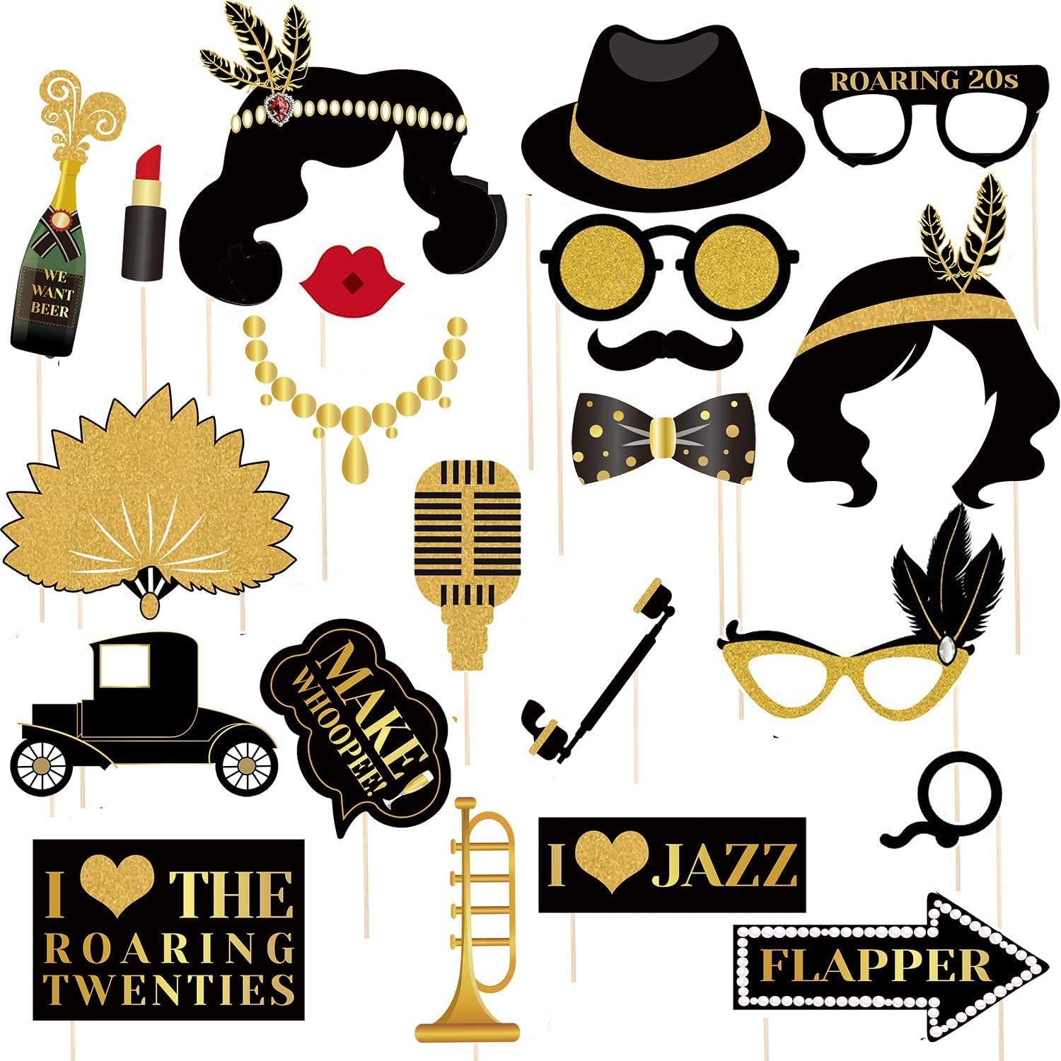 42Pcs 1920s Gatsby Photo Booth Props