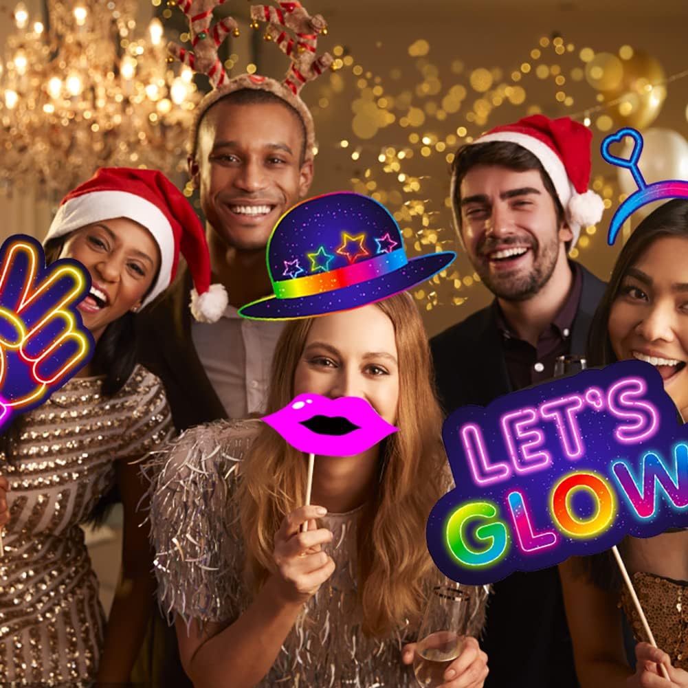 25pcs Glow Neon Photo Booth Props with Stick