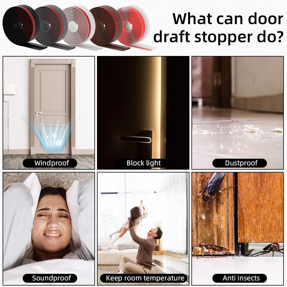 Ormien Door Draft Stopper 39 Inch Black Adjustable