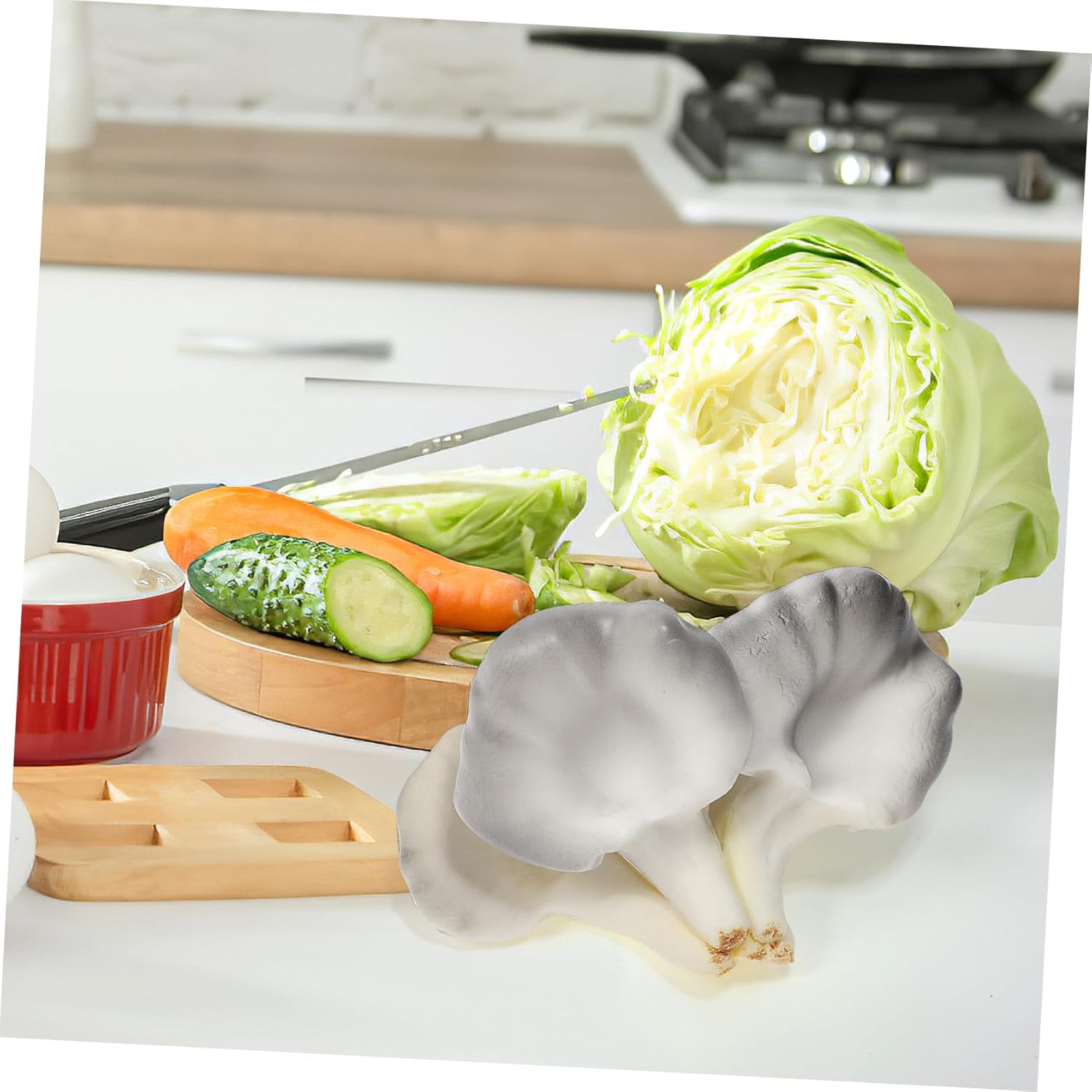 Ciieeo Realistic Faux Straw Mushroom Decor Prop