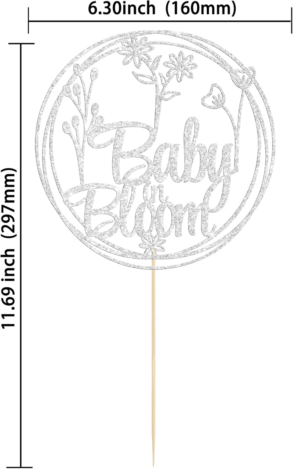 Gyufise Baby in Bloom Glitter Flower Cake Topper