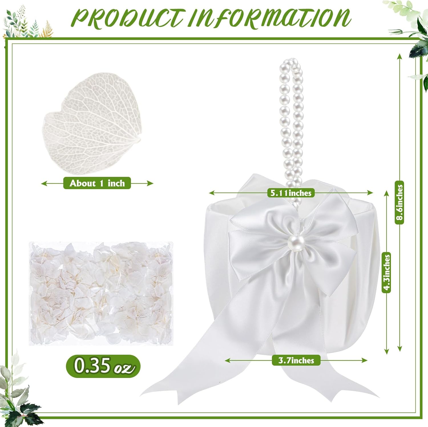 Ivory Flower Girl Basket with Pearl Handle Set