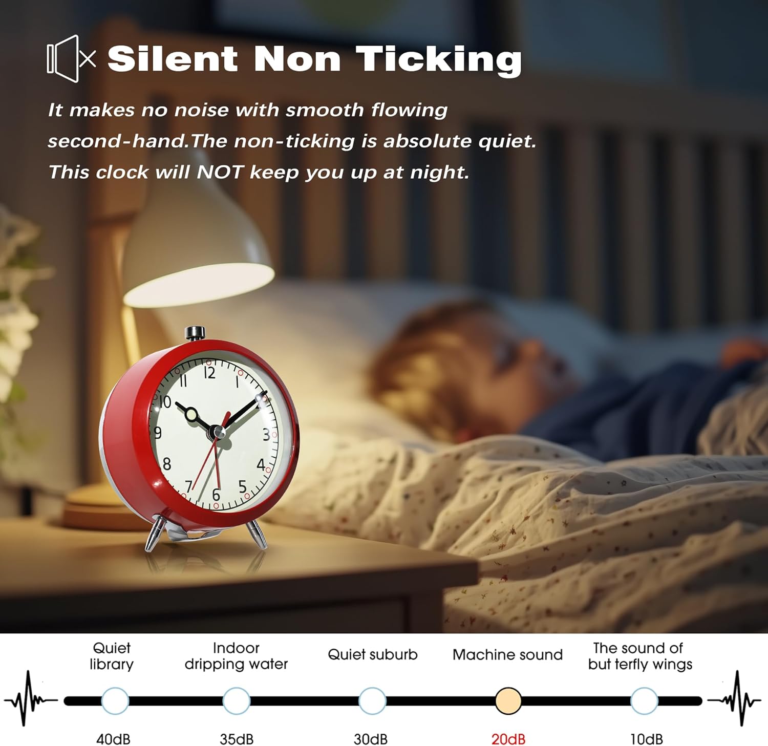 AYRELY 4 Inch Loud Analog Alarm Clock with Classic Red Design