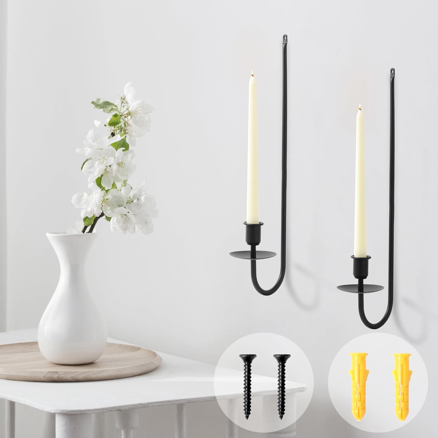 AlsoLife Black Candle Sconces Set of 2