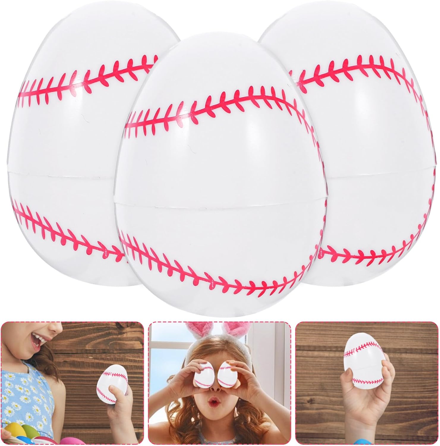 12pcs Baseball Themed Plastic Easter Eggs Openable Decorative Set