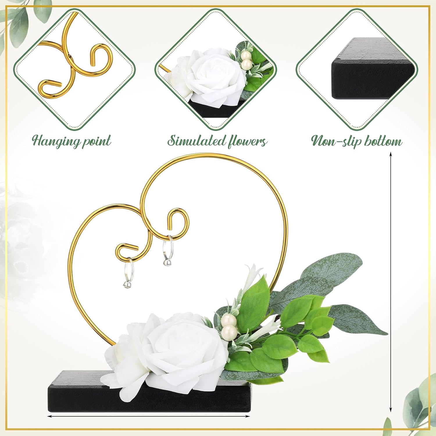 Wedding Ring Holder Heart Shaped Flower Girl Basket Display Stand