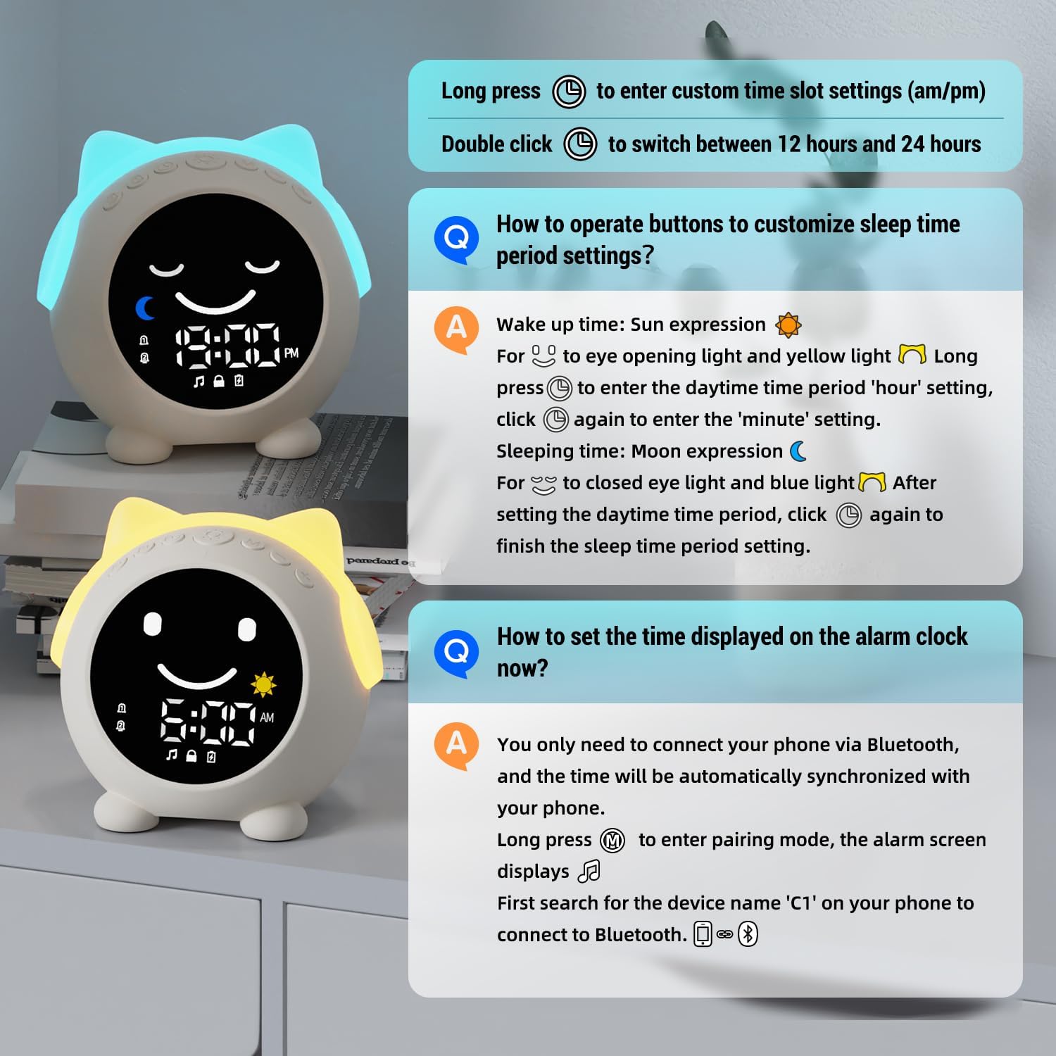 Sleep Training Clock with RGB Night Light and Music Player