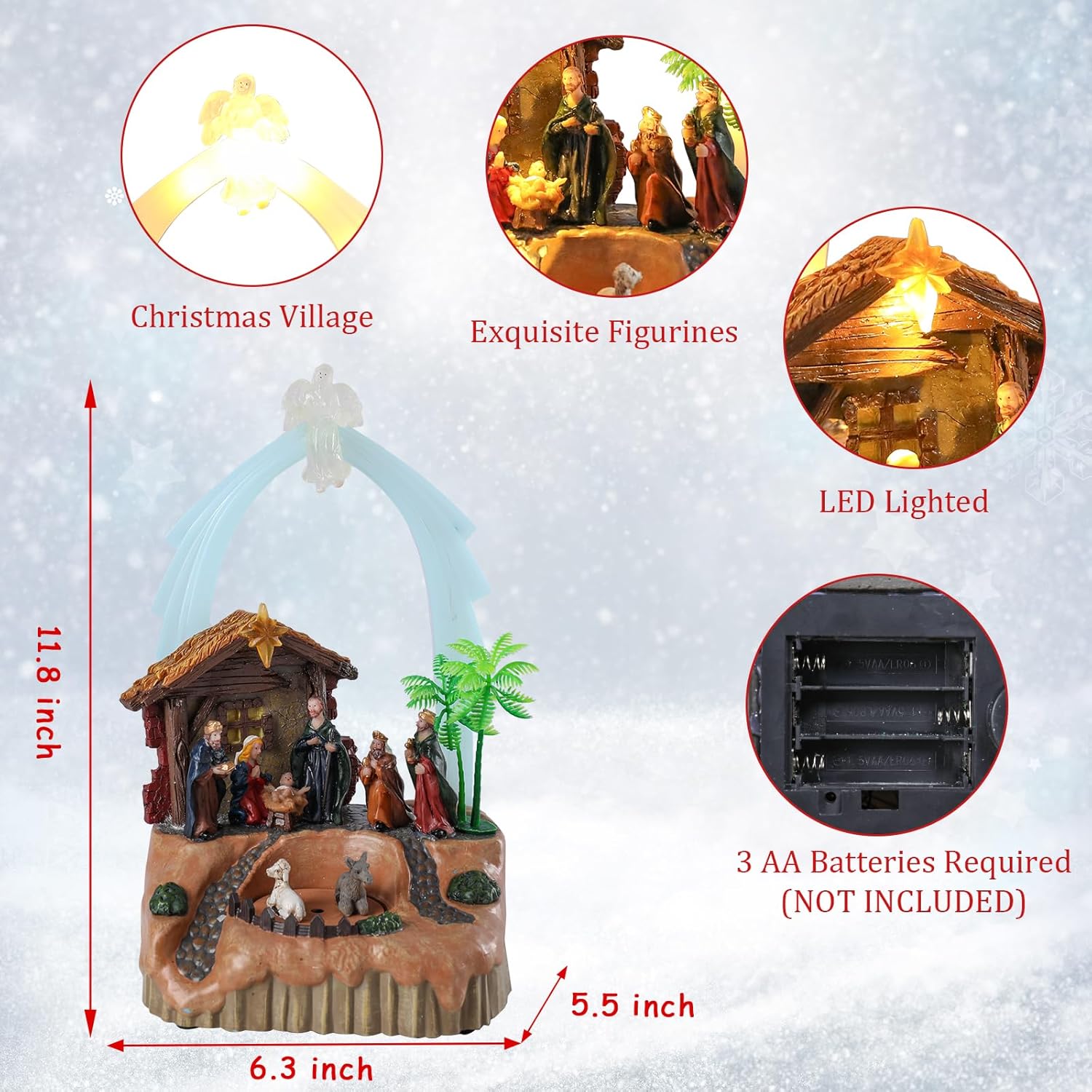 VCUTEKA Christmas Village Houses Lighted Musical Collectible Decor