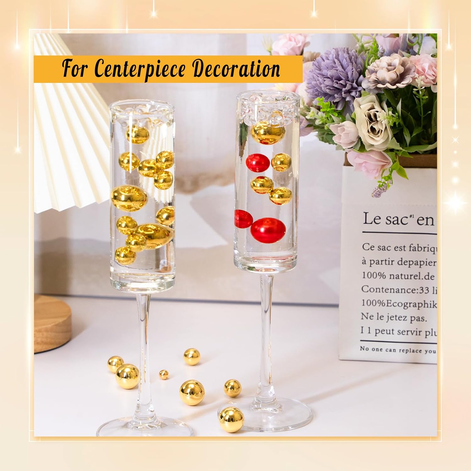 300Pcs BrightGold Faux Pearl Beads for Vase Fillers