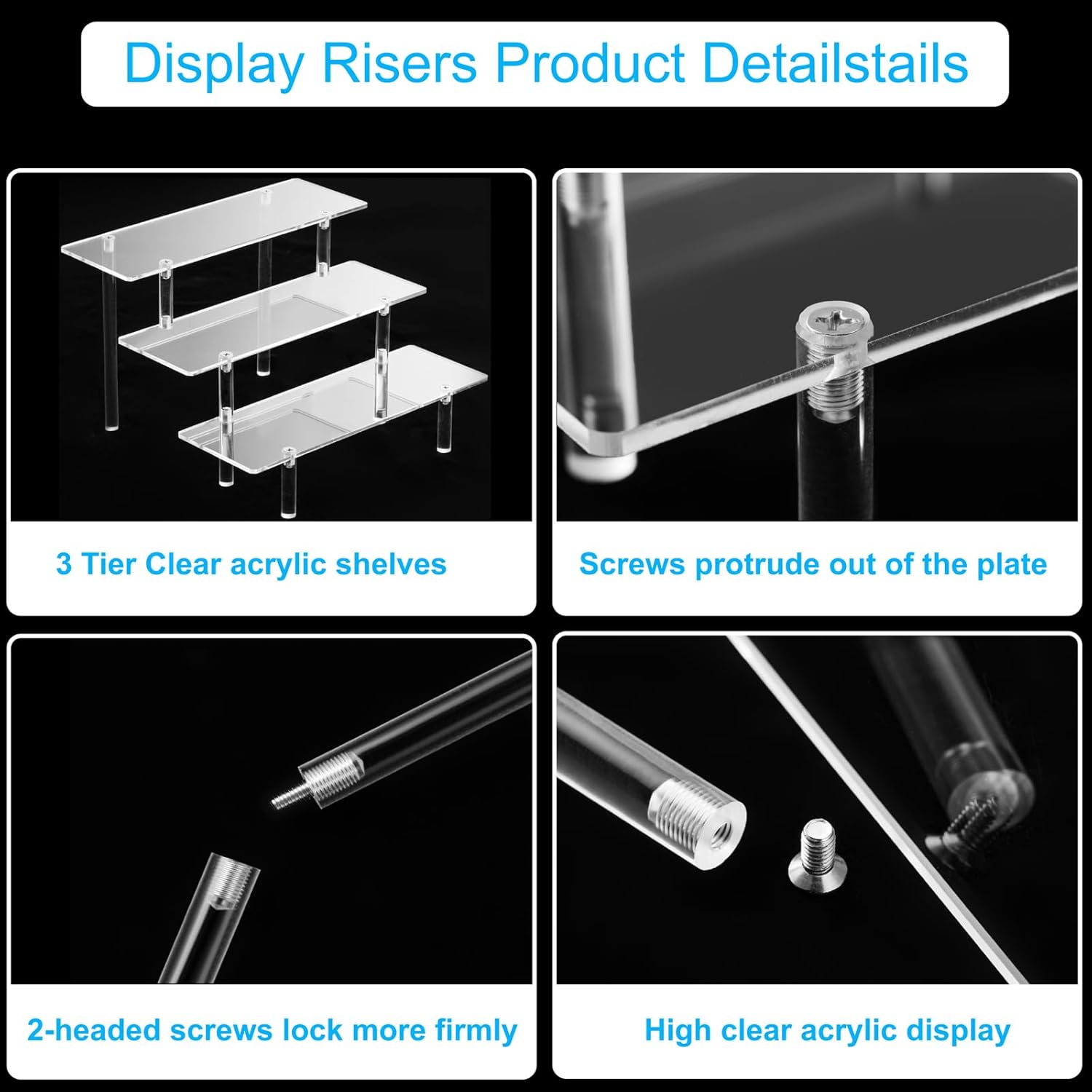 3 Tier Acrylic Display Risers for Organizing Perfume and Collectibles
