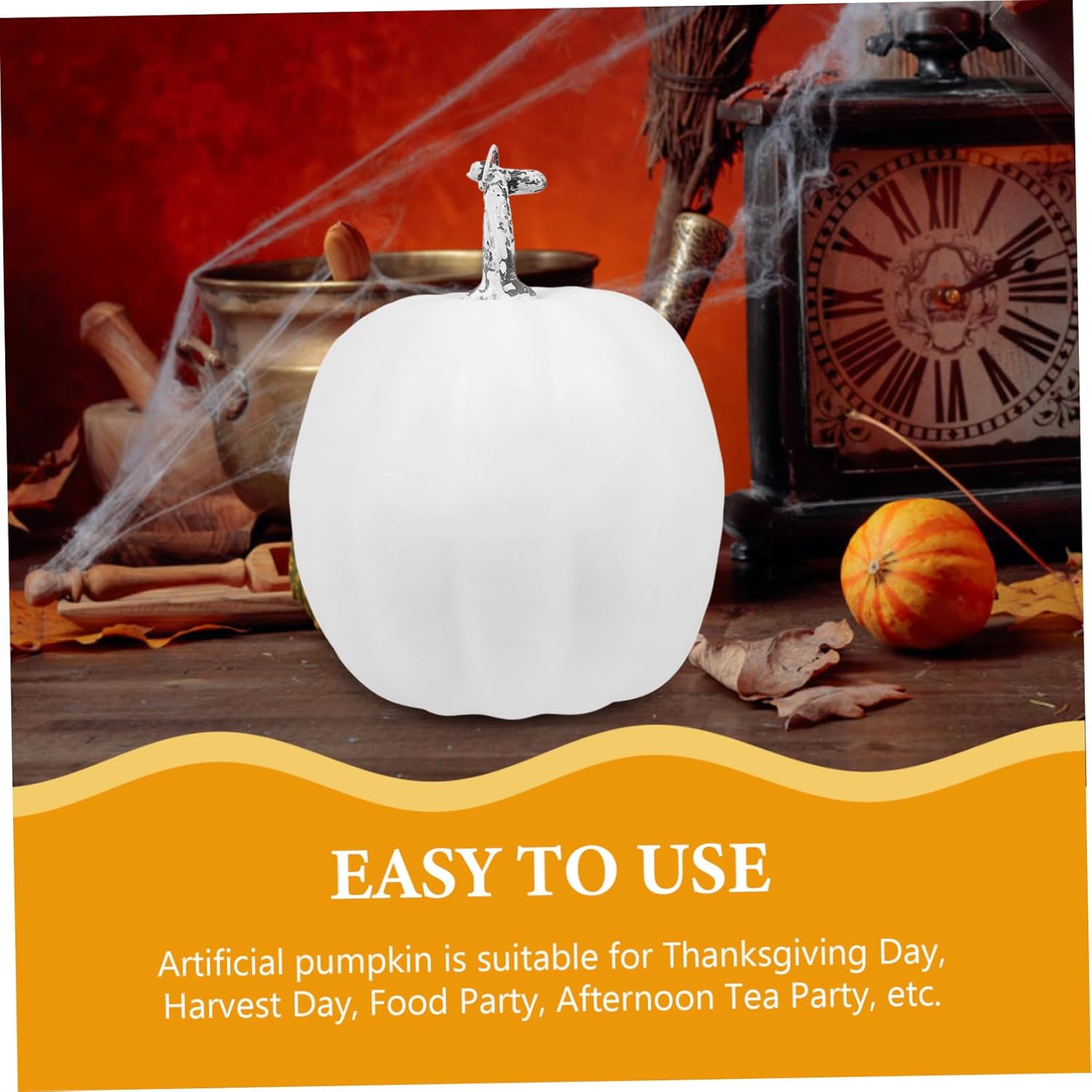PRETYZOOM Artificial White Pumpkin Decoration for Halloween and Autumn