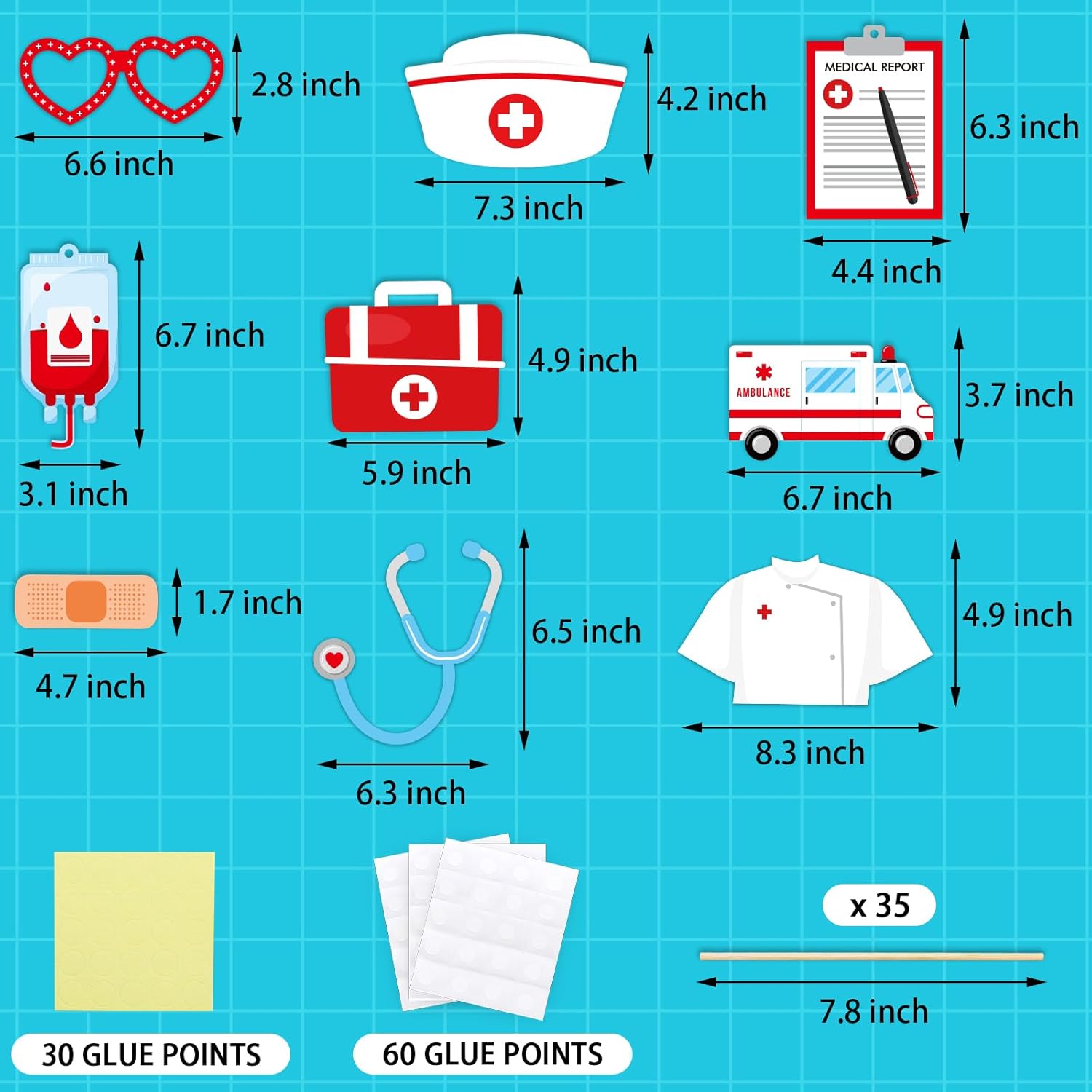 Nurse Photo Booth Props 31 Pieces Set