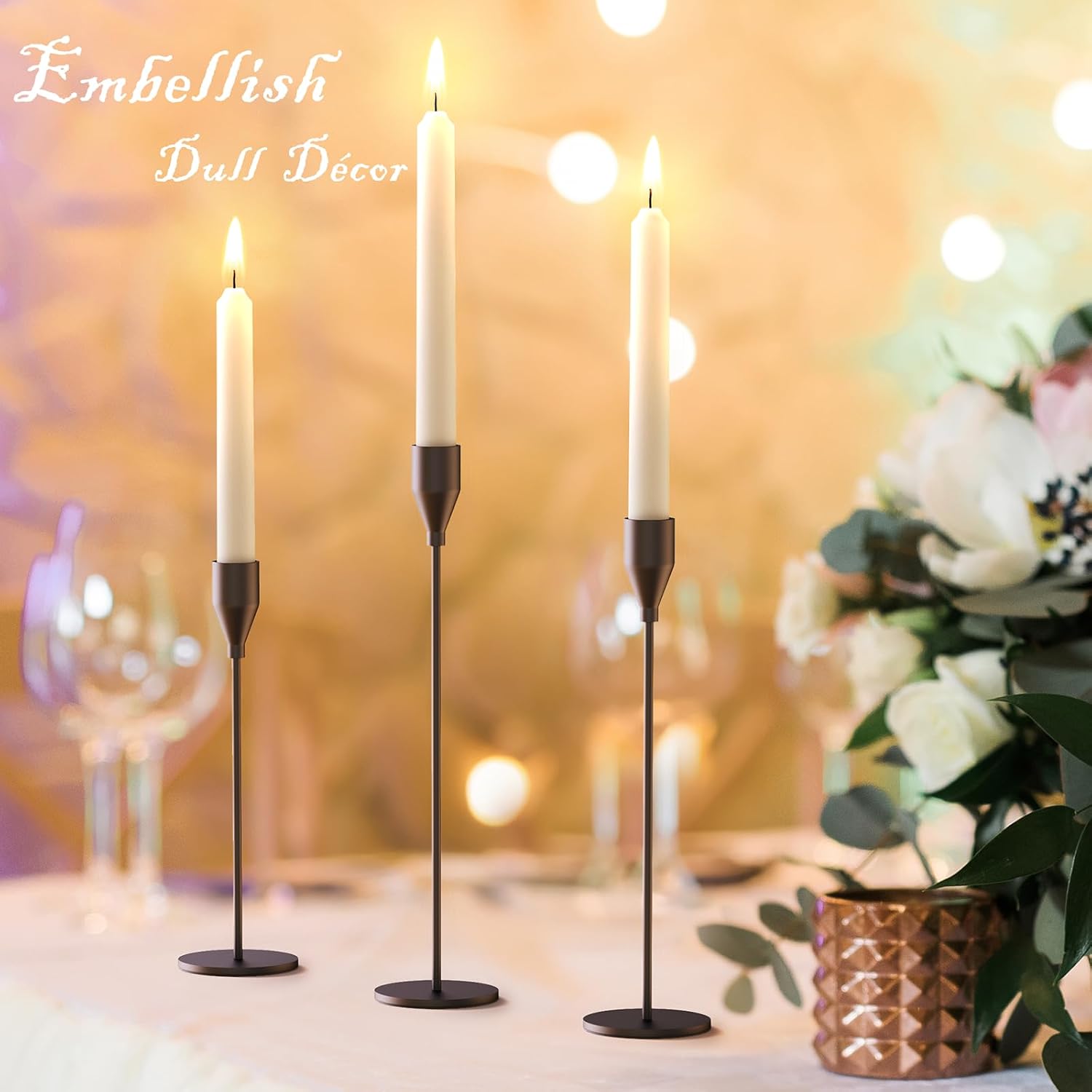 Matte Black Candlestick Holders Set of 6