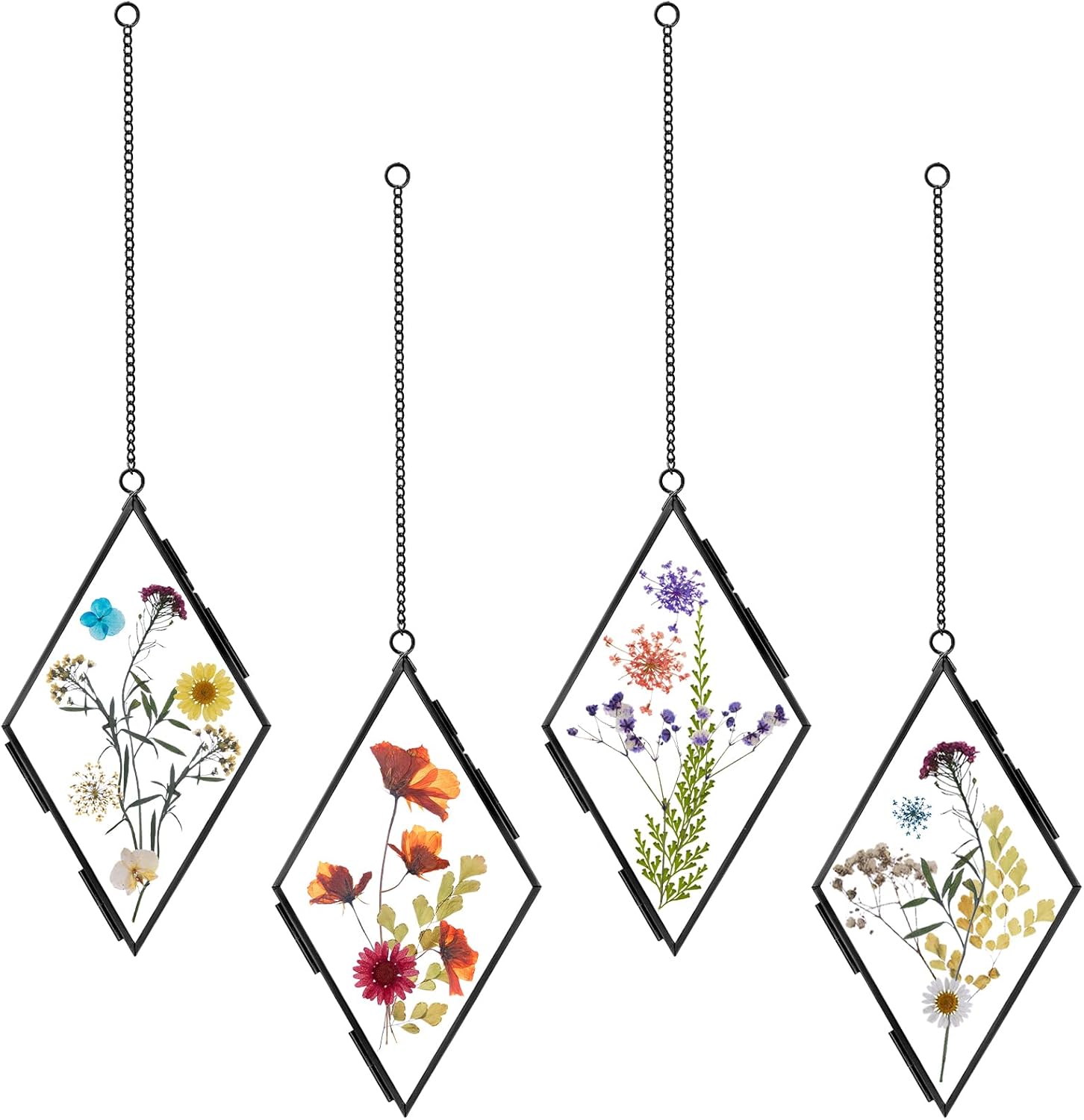 Qunclay 4Pc Floating Glass Frame Rhombus Wall Art Display